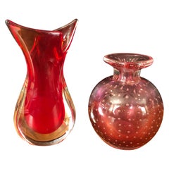 Paire de petits vases en verre de Murano