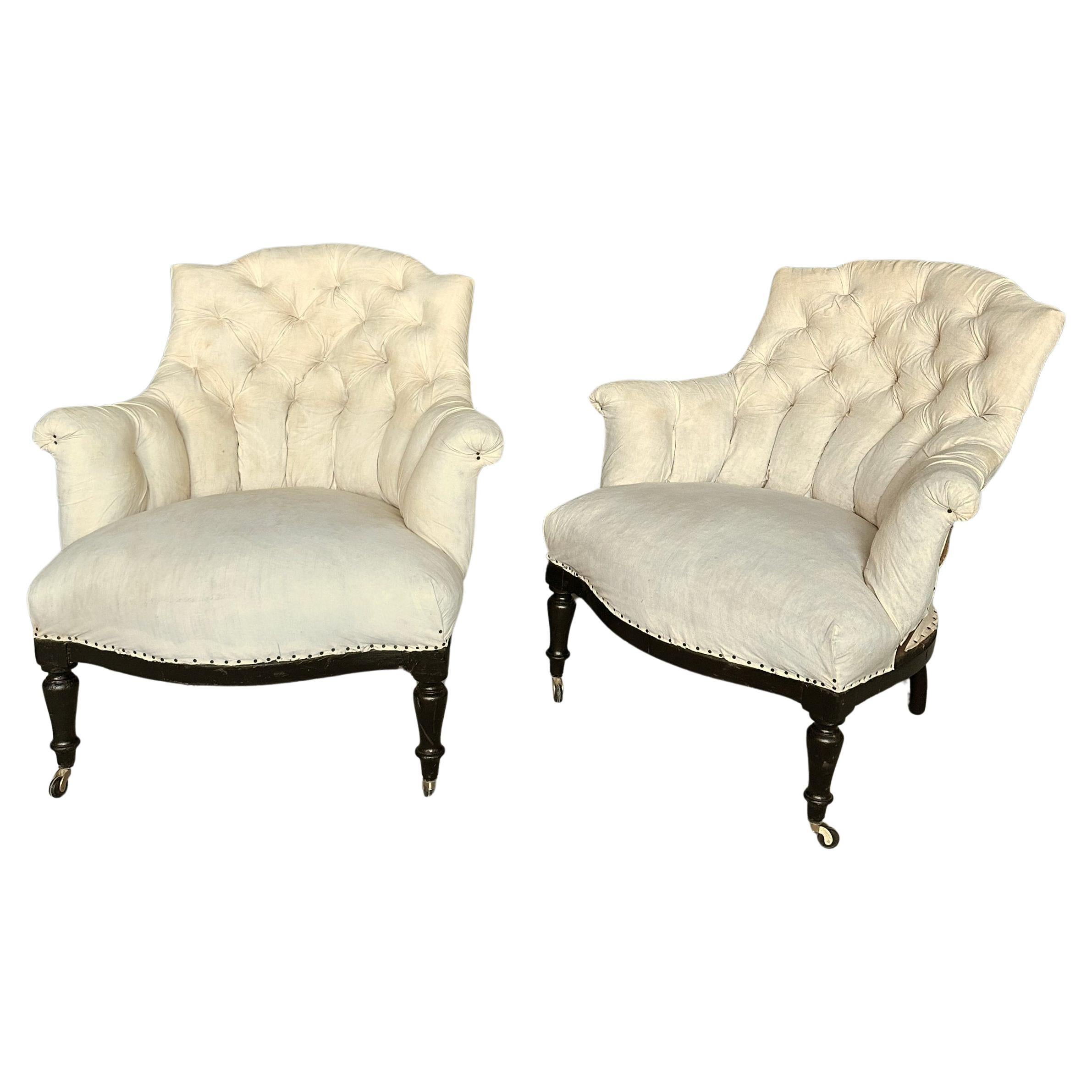 Pair of Small Napoleon III Armchairs For Sale