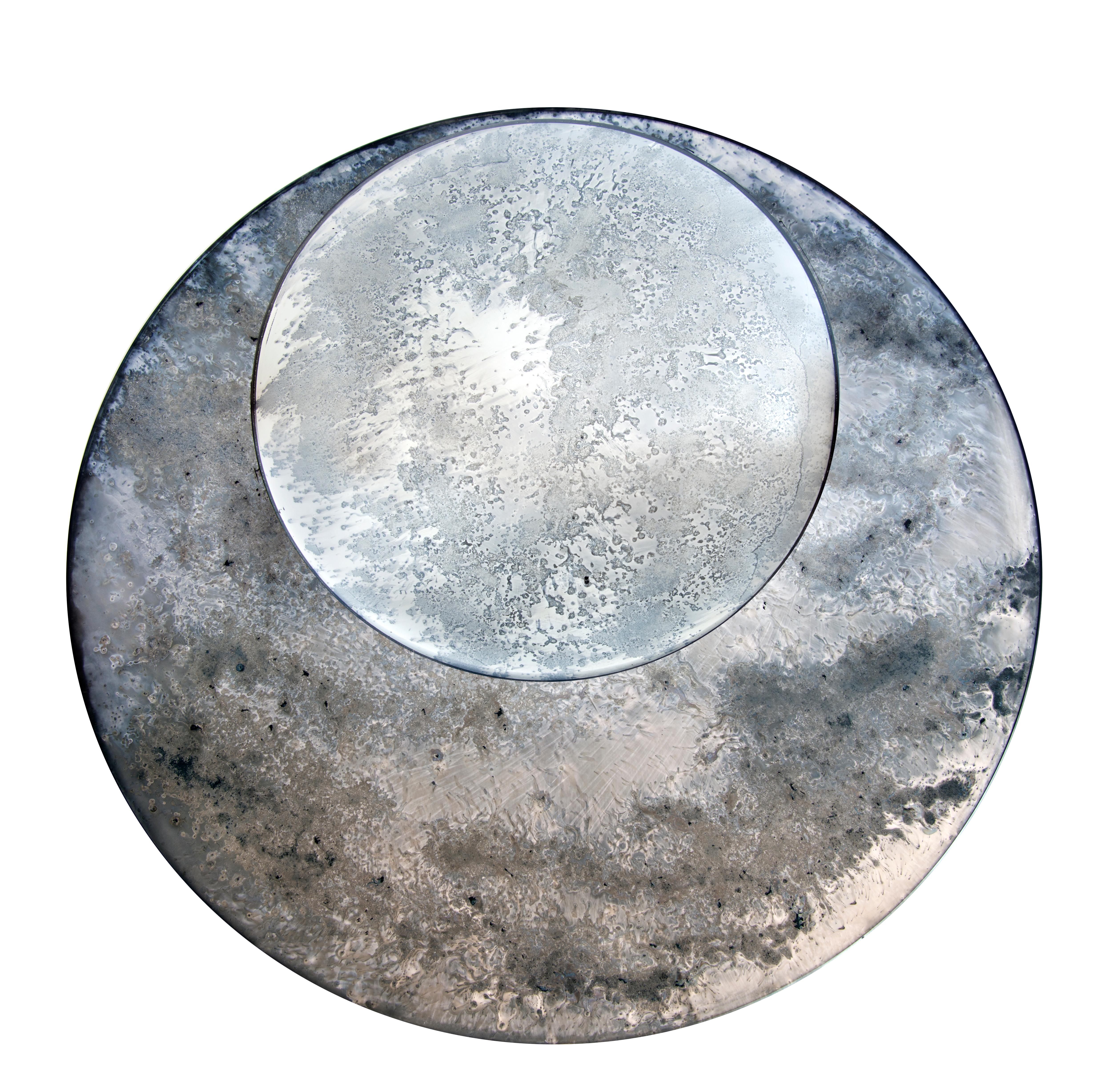 oxidized round mirror