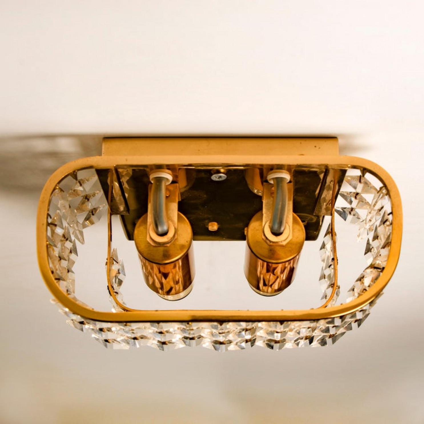 Pair of Small Palwa Wall Sconces, Gilded Brass and Crystal Glass, Germany, 1960s For Sale 5