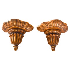 Pair of Small Pedestals in Gilded Wood