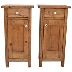 Antique Pair of Small Pine Nightstands