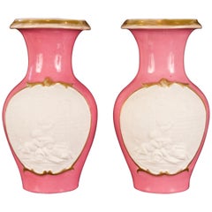 Pair of Small Pink Paris Porcelain Vases