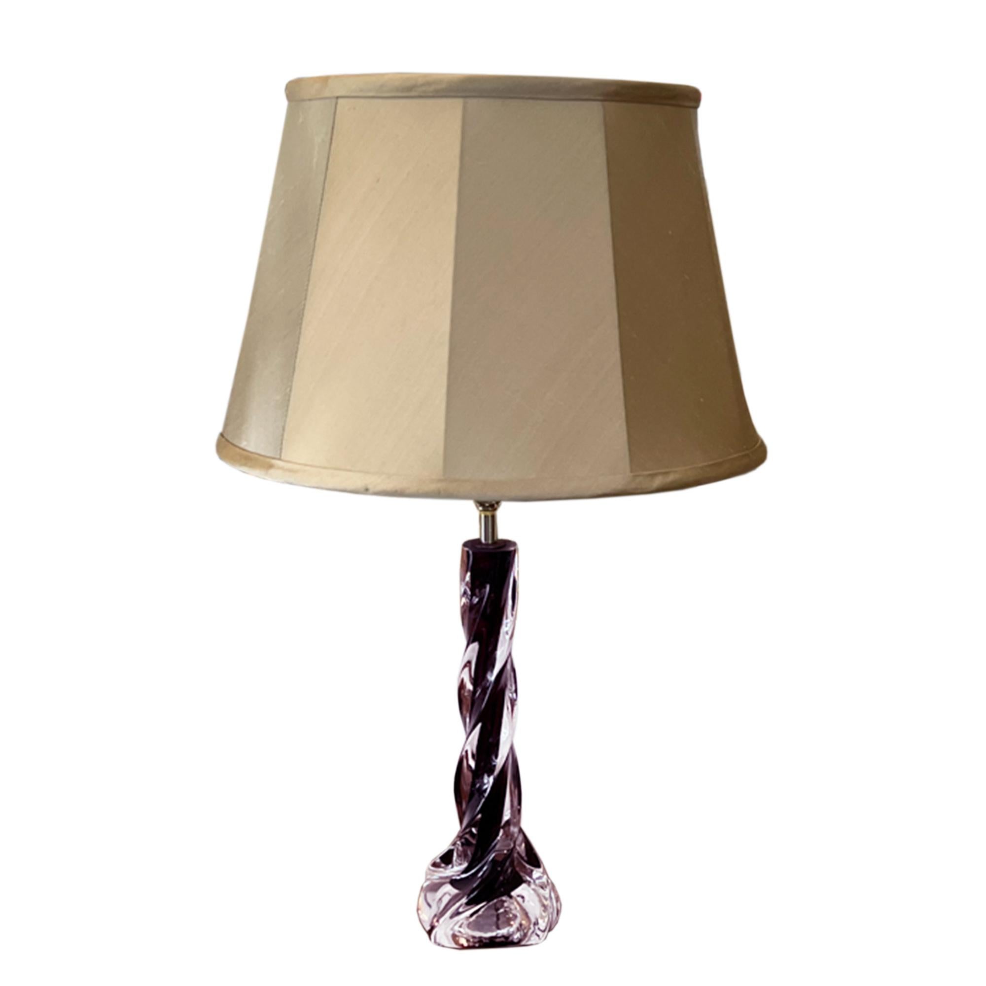 Swedish Pair of Small Purple Twisted Flygsfors Table Lamps