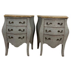 Antique Pair of small Rococo bombe commodes / Nightstands - 20th Century