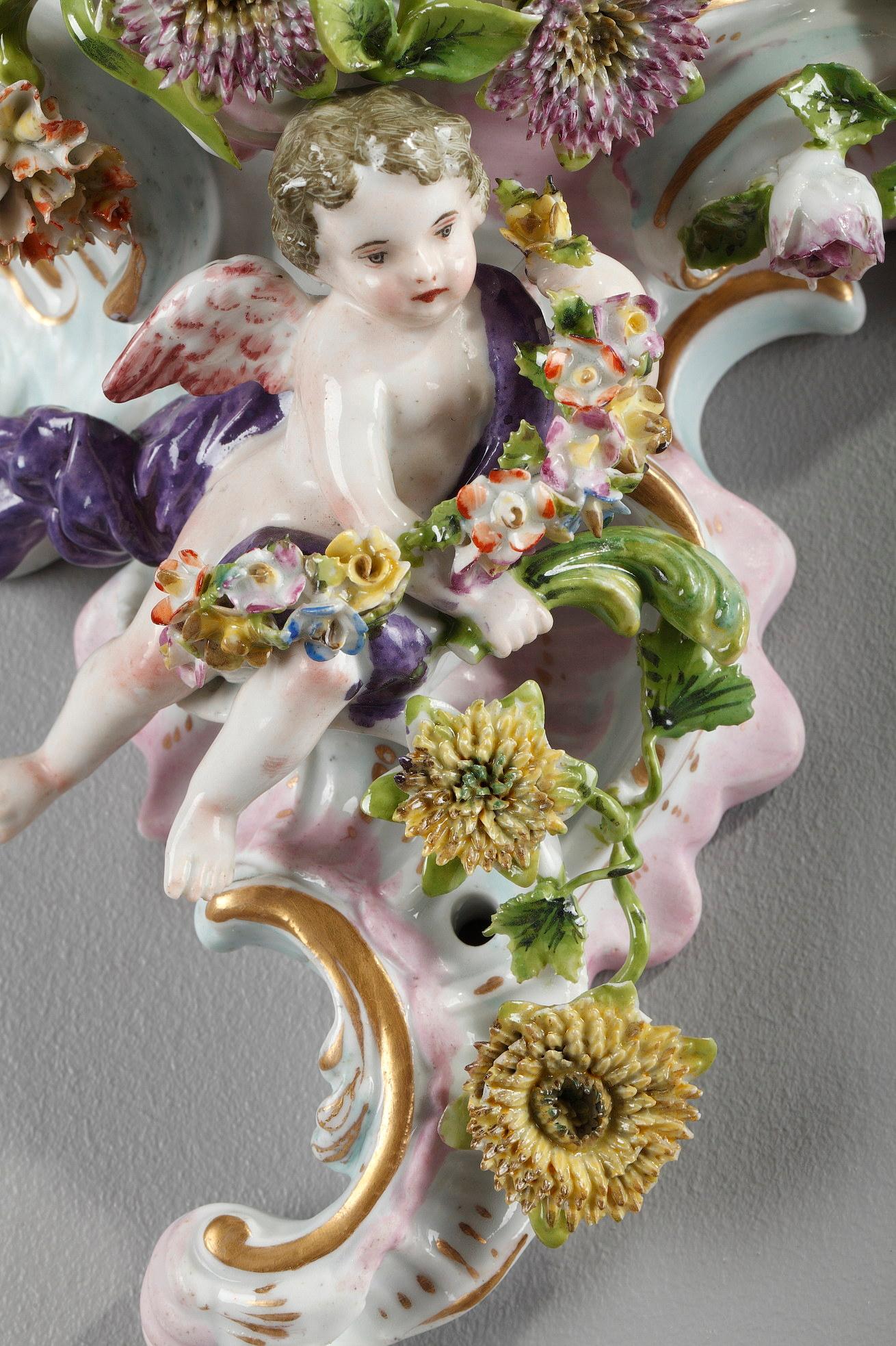 Pair of Small Rococo Wall Consoles in the Style of Meissen Manufacture 10