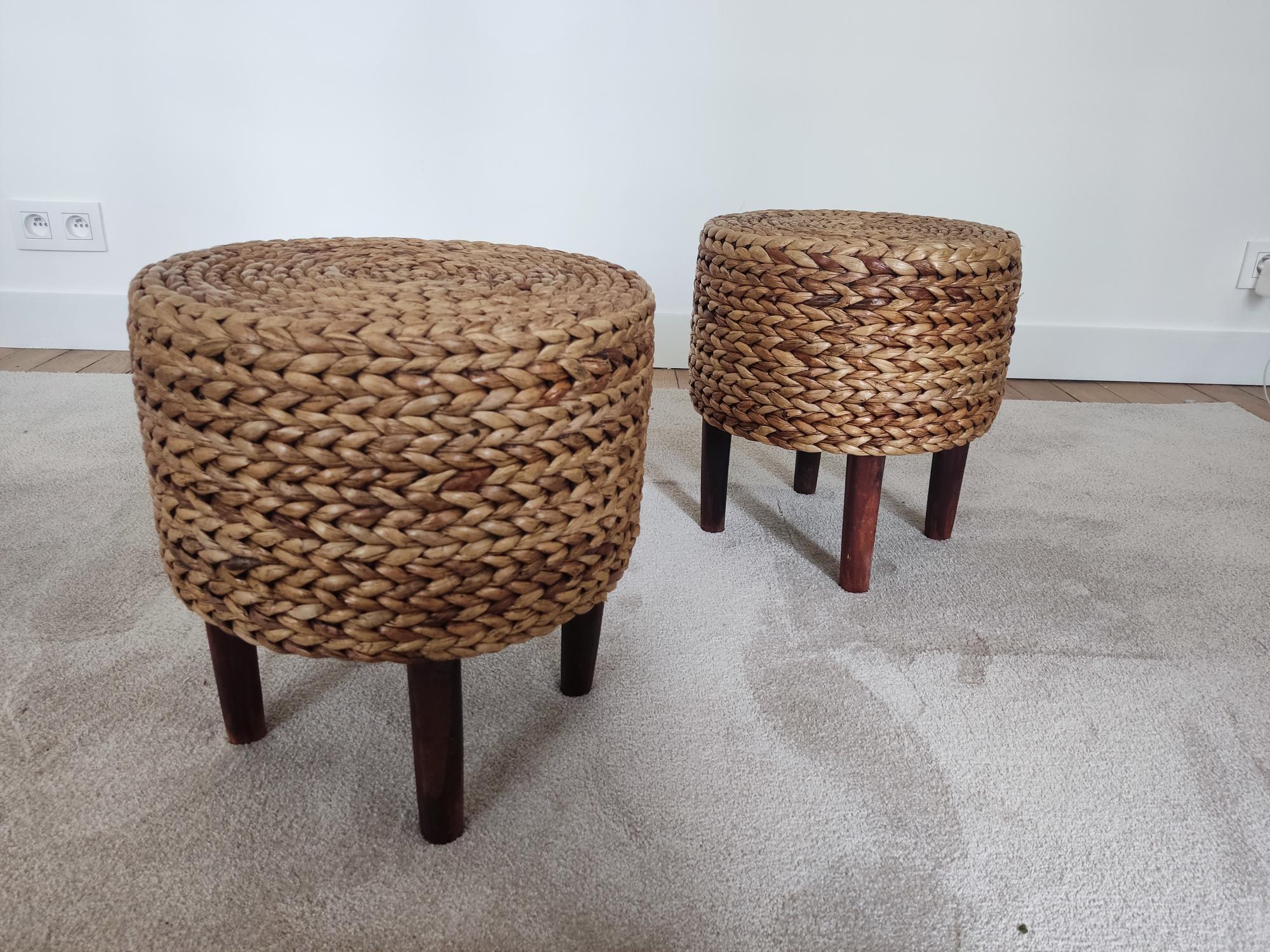 Pair of small rope stools  For Sale 3
