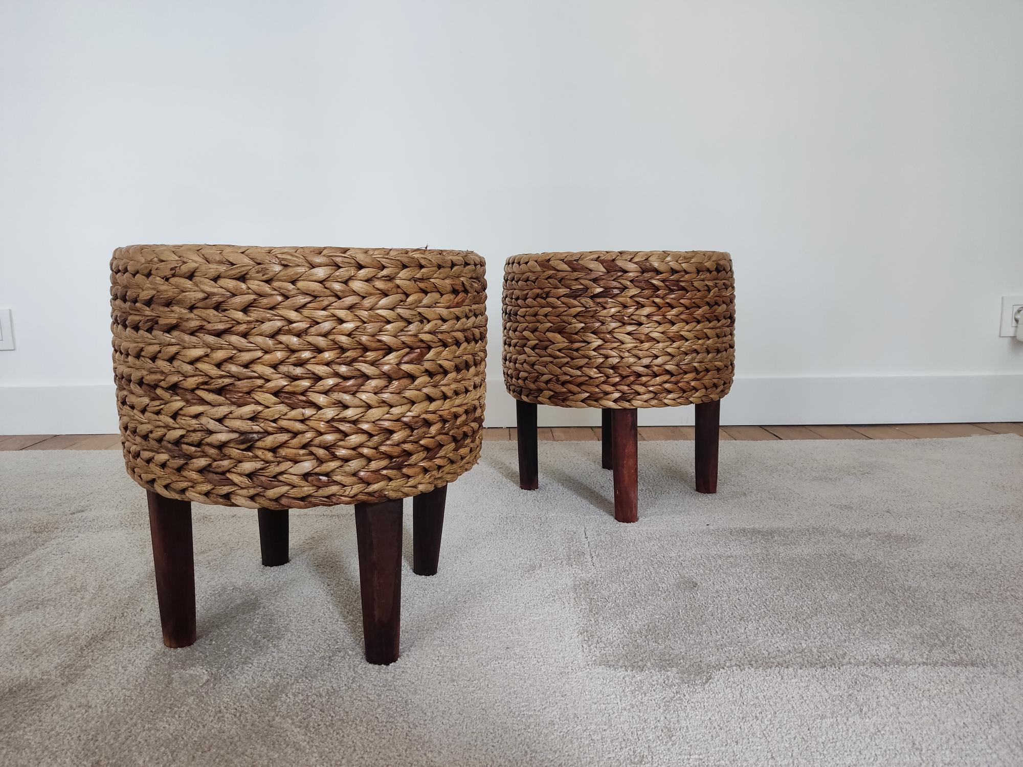 Arts and Crafts Pair of small rope stools  For Sale