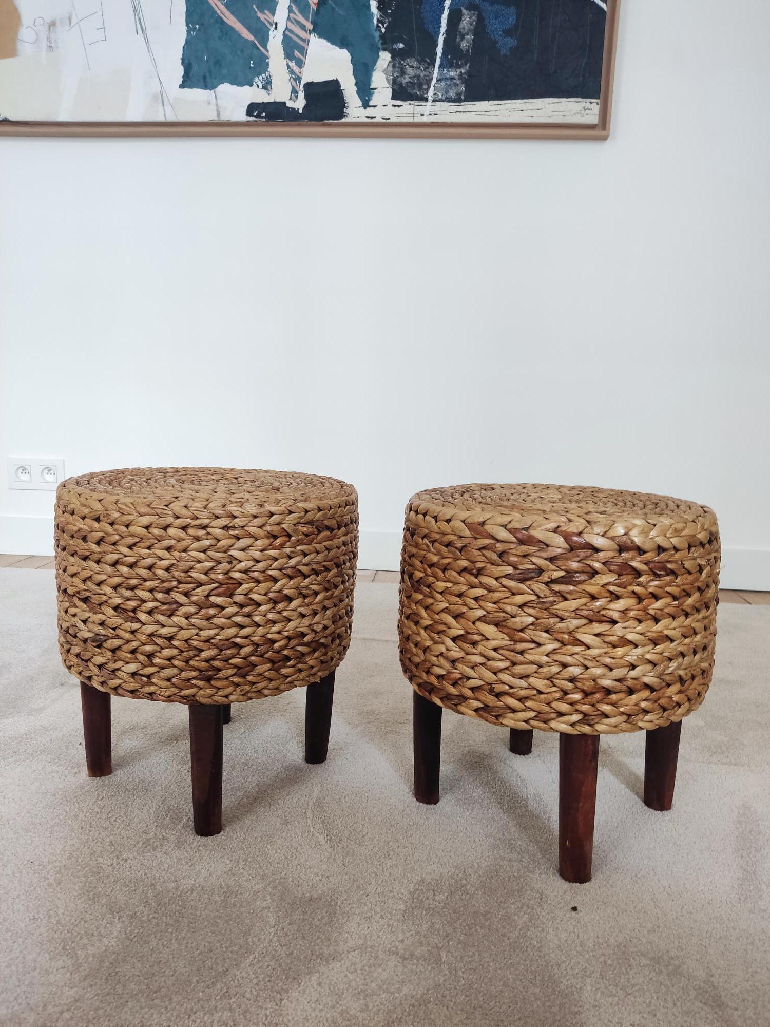 Rope Pair of small rope stools  For Sale