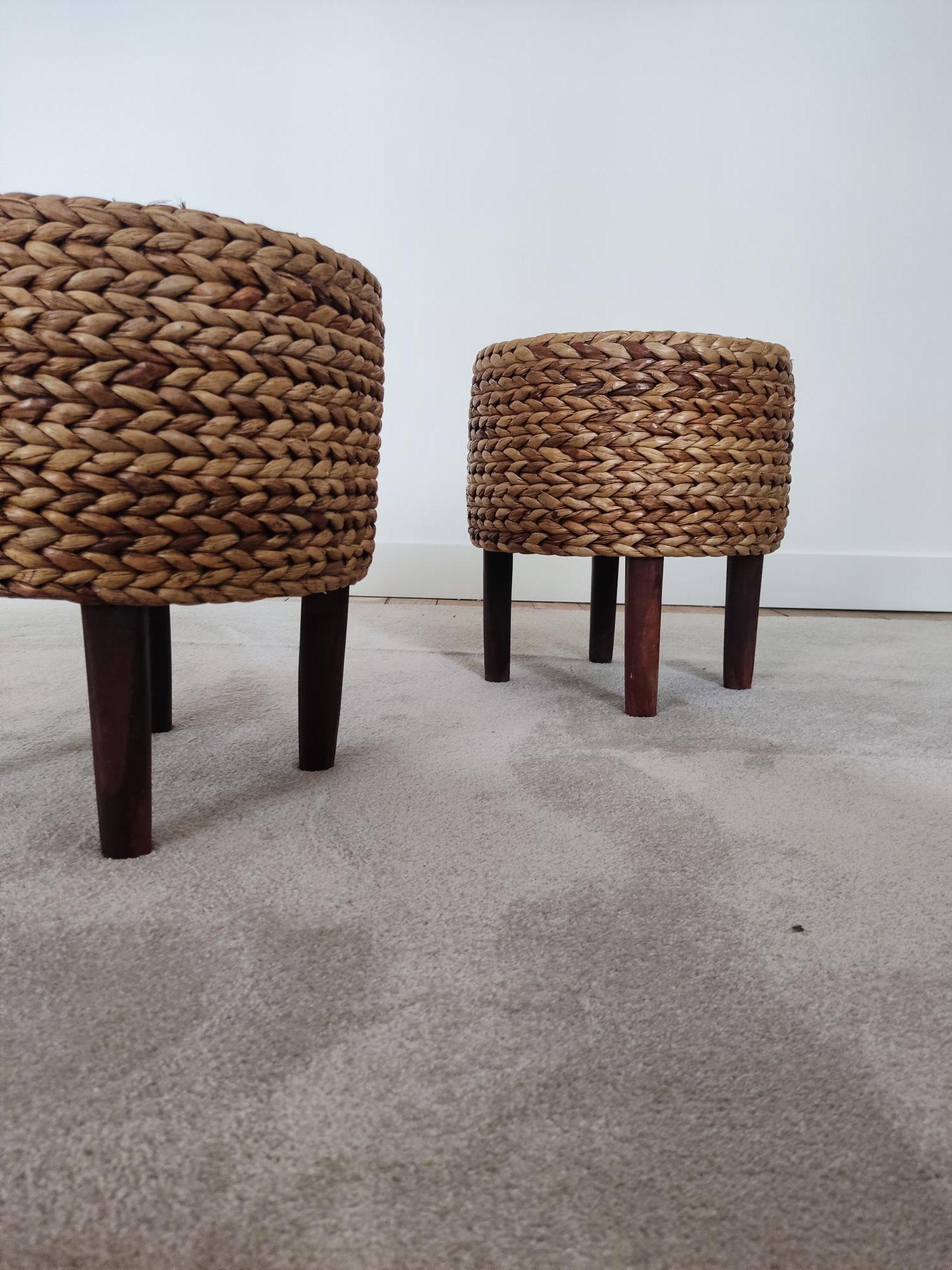 Pair of small rope stools  For Sale 1