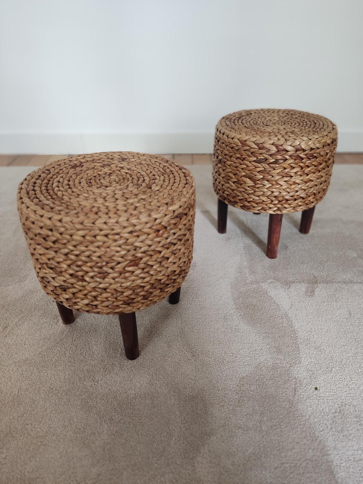 Pair of small rope stools  For Sale 2