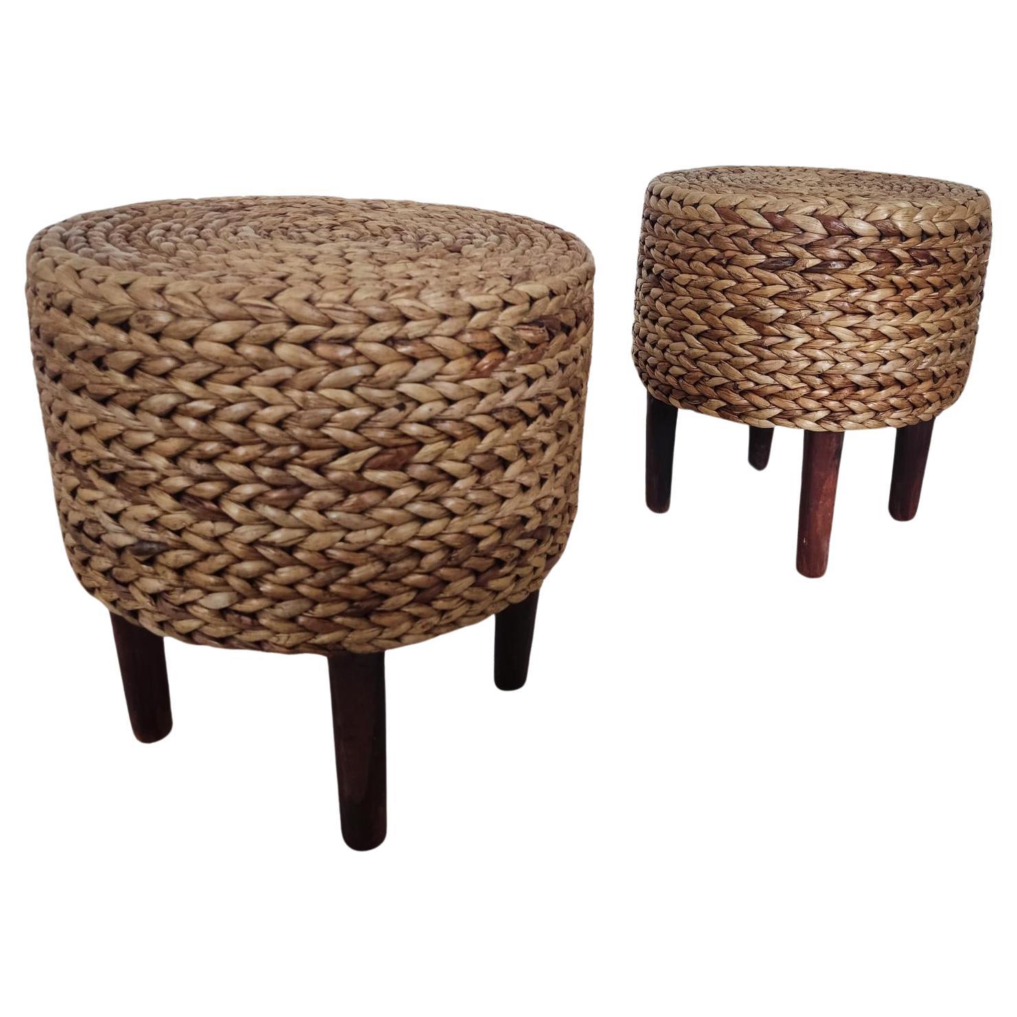 Pair of small rope stools  For Sale
