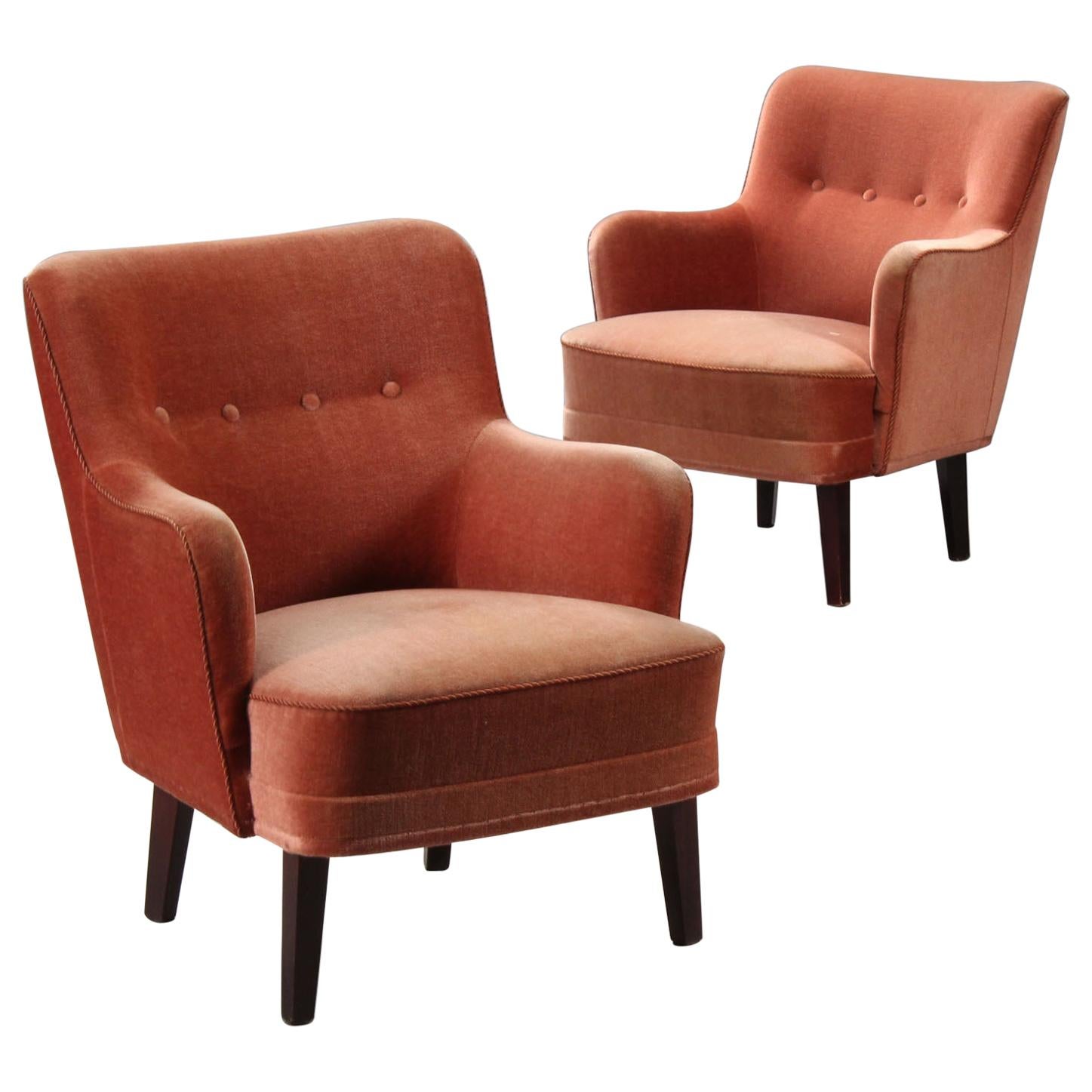 Pair of Small Rose-Colored Armchairs