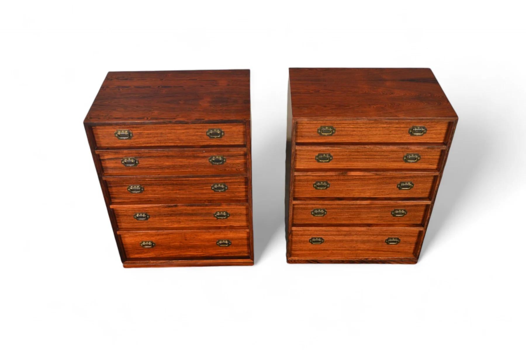 Pareja de pequeños joyeros de palisandro de Henning Koch nº 2 siglo XX en venta