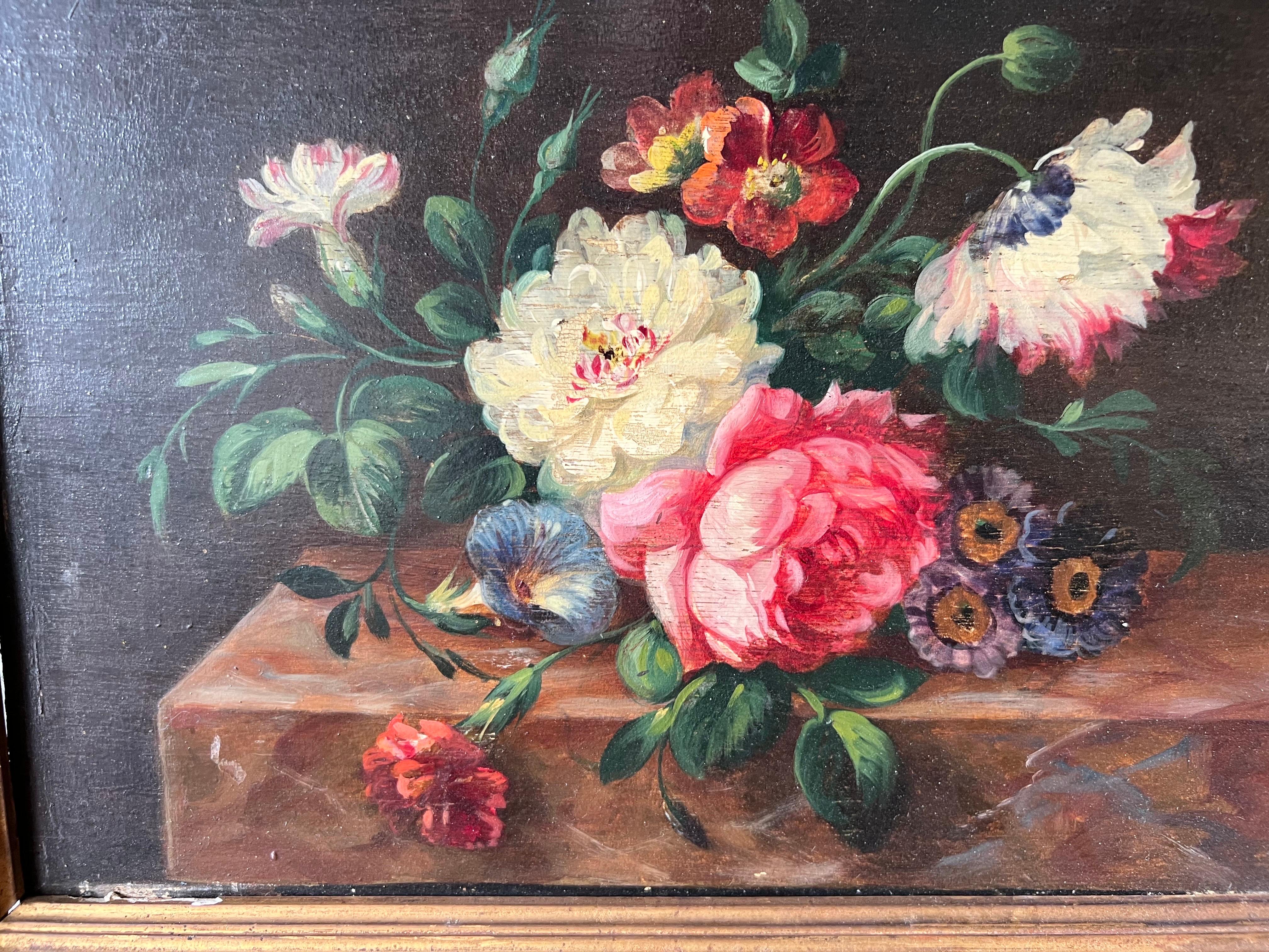 Pair of Small Scale 18th-19th Century Flemish School Still Life Oil on Boards In Good Condition In Charleston, SC