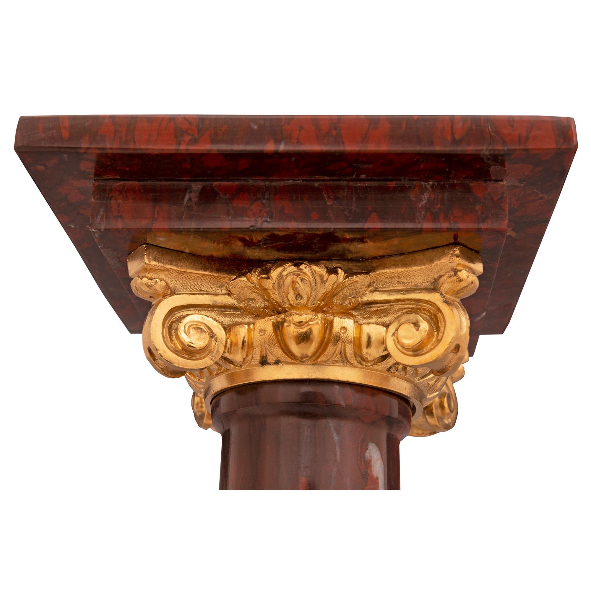 Pair of Small Scale 19th Century Louis XVI Style Marble and Ormolu Columns For Sale 2