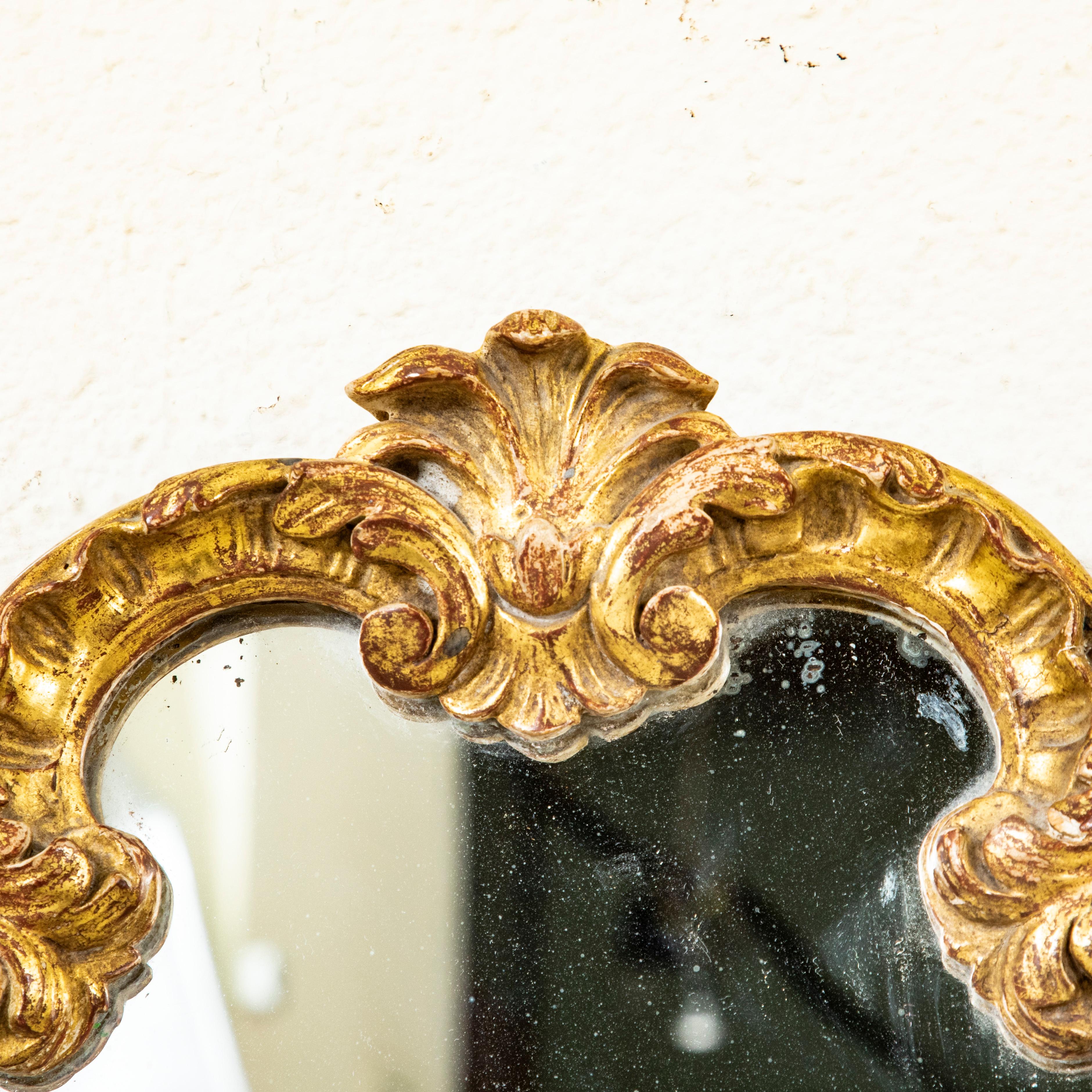 Coppia di specchi in legno dorato di piccole dimensioni in stile Reggenza francese dei primi del Novecento In condizioni buone in vendita a Fayetteville, AR