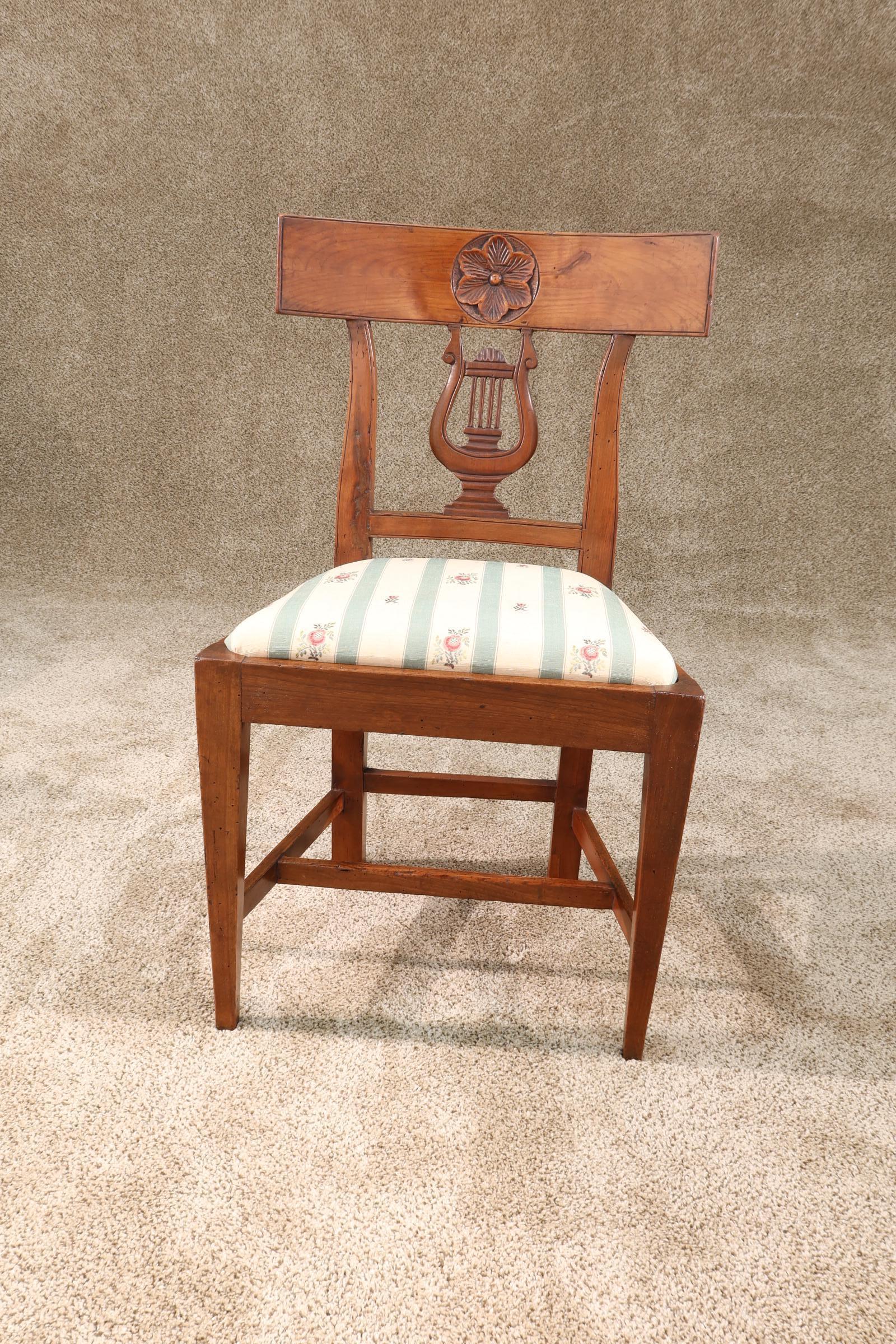 Pair of Small Scale French Fruitwood Side Chairs with Carving, circa 1850 For Sale 4