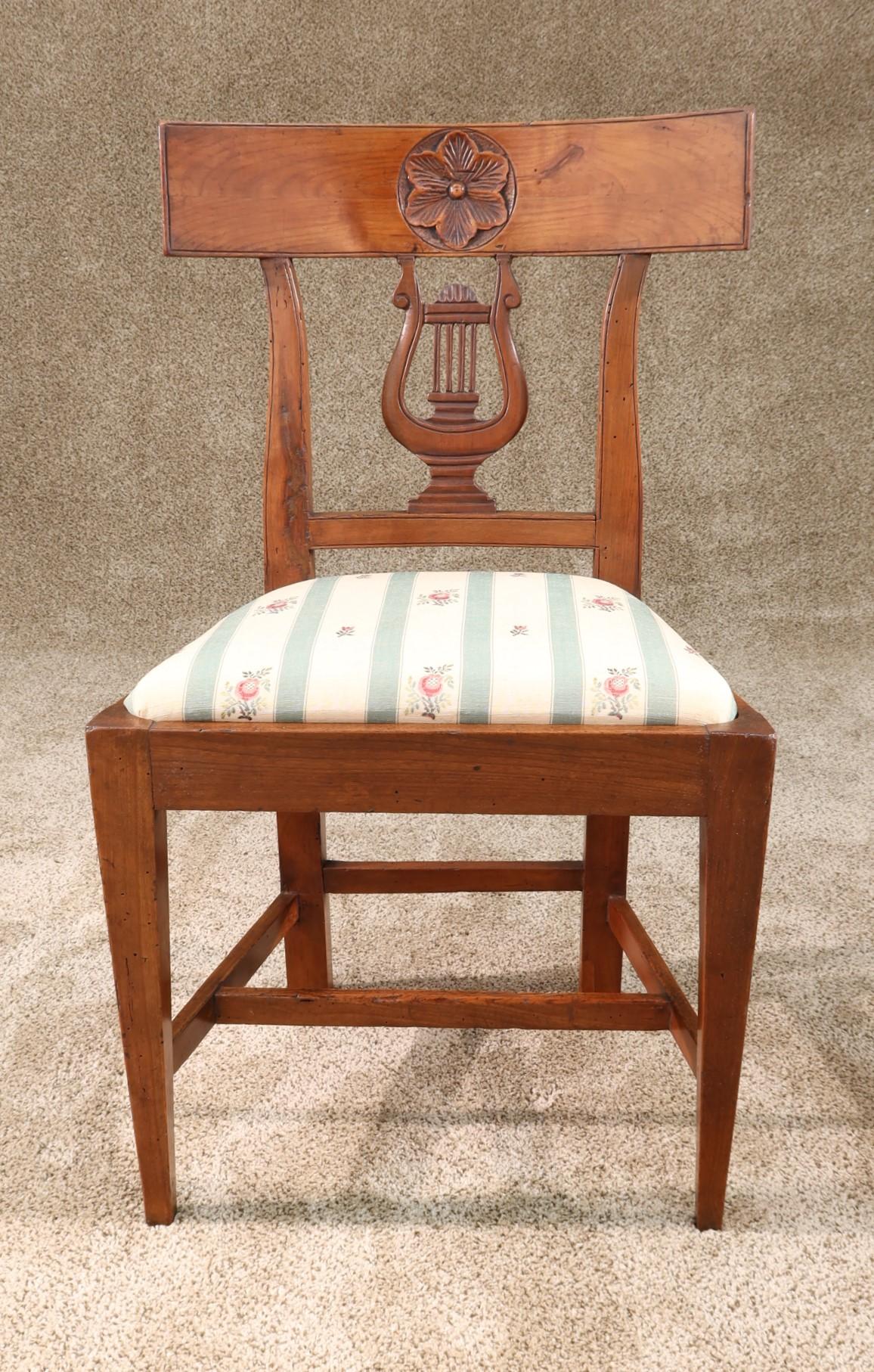 Pair of Small Scale French Fruitwood Side Chairs with Carving, circa 1850 For Sale 5