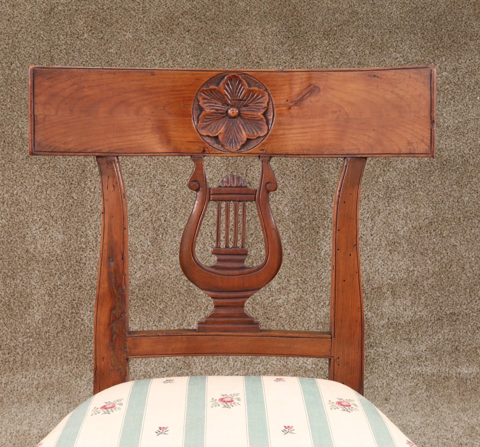 Pair of Small Scale French Fruitwood Side Chairs with Carving, circa 1850 For Sale 6