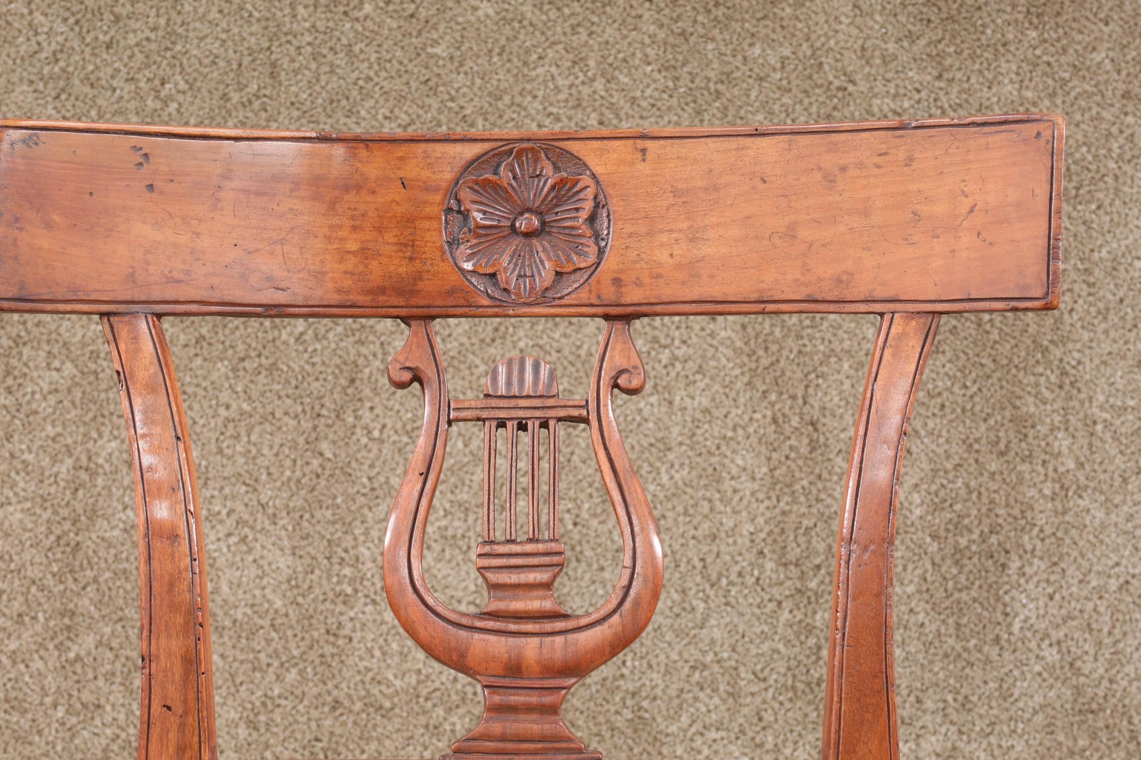 19th Century Pair of Small Scale French Fruitwood Side Chairs with Carving, circa 1850 For Sale
