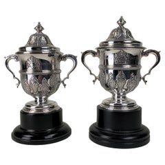 Pair of Small Silver Garrard Trophy Cups for the Champion Diary Herd