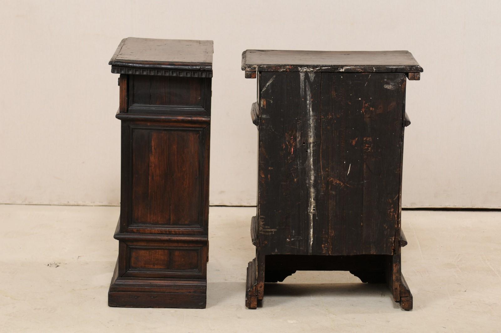 An Italian Pair of Small-Sized 18th C. Carved-Walnut Side Chests or Nightstands 2