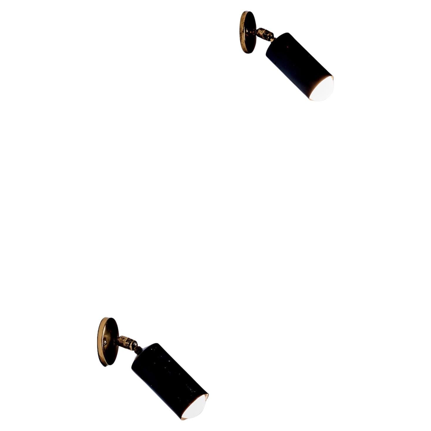 Paar kleine verstellbare Wand- oder Deckenlampen aus Messing von Parscot