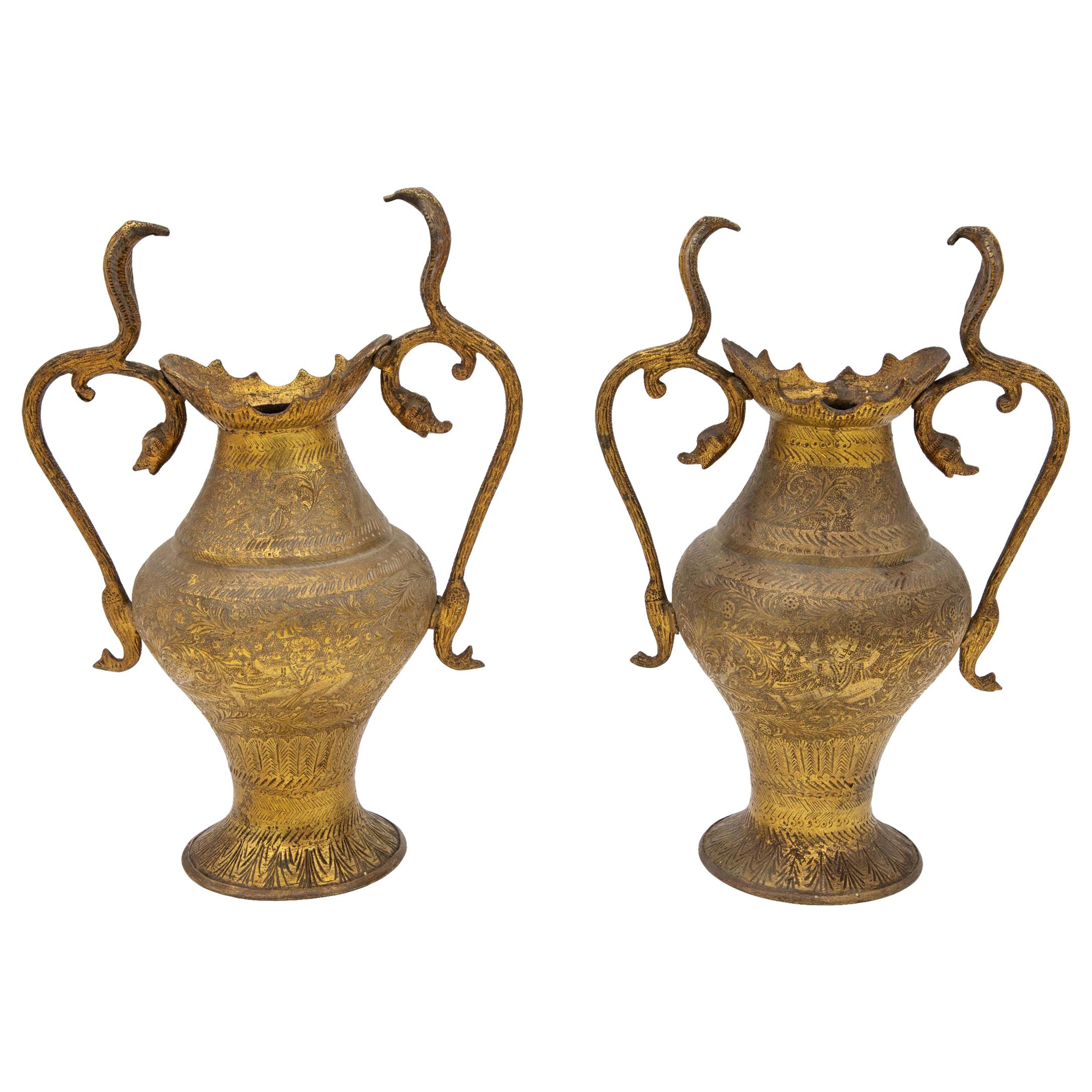 Pair of Small Snake Vases