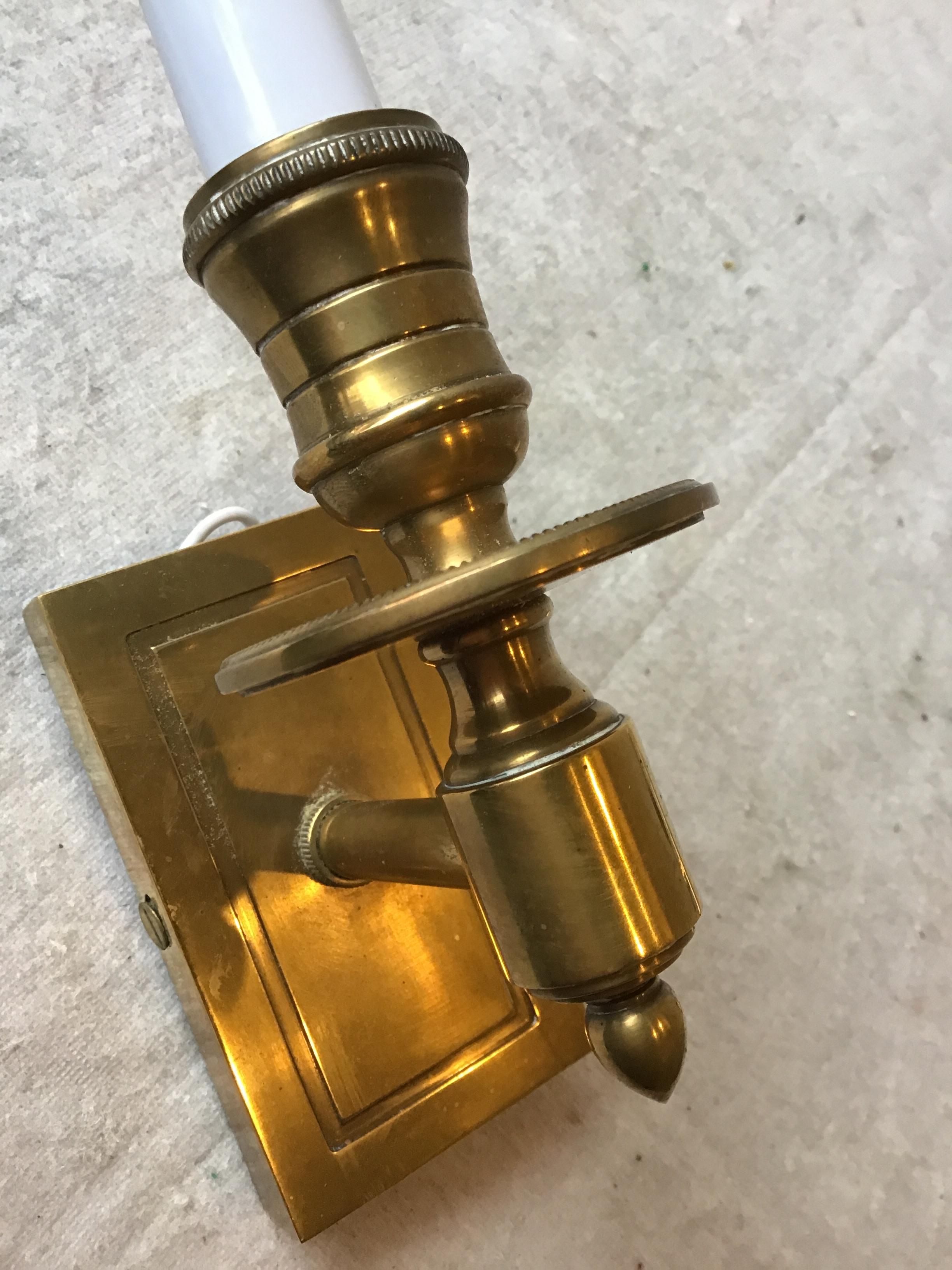 Pair of Small Solid Brass Sconces by the Urban Electric Company 1