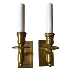 Pair of Small Solid Brass Sconces by the Urban Electric Company