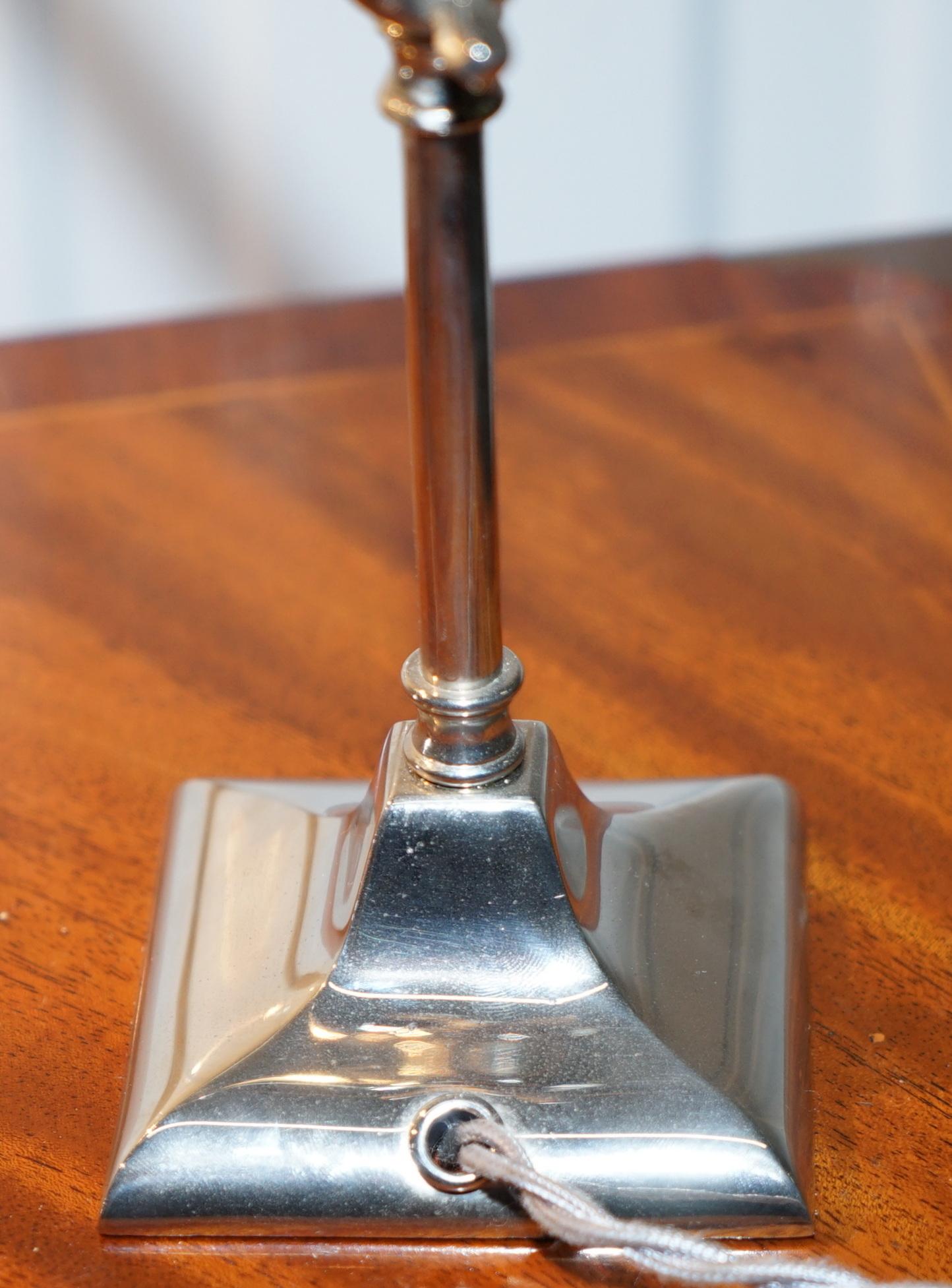 Pair of Small Solid Polished Metal Table Lamps with Two Points of Articulation 2