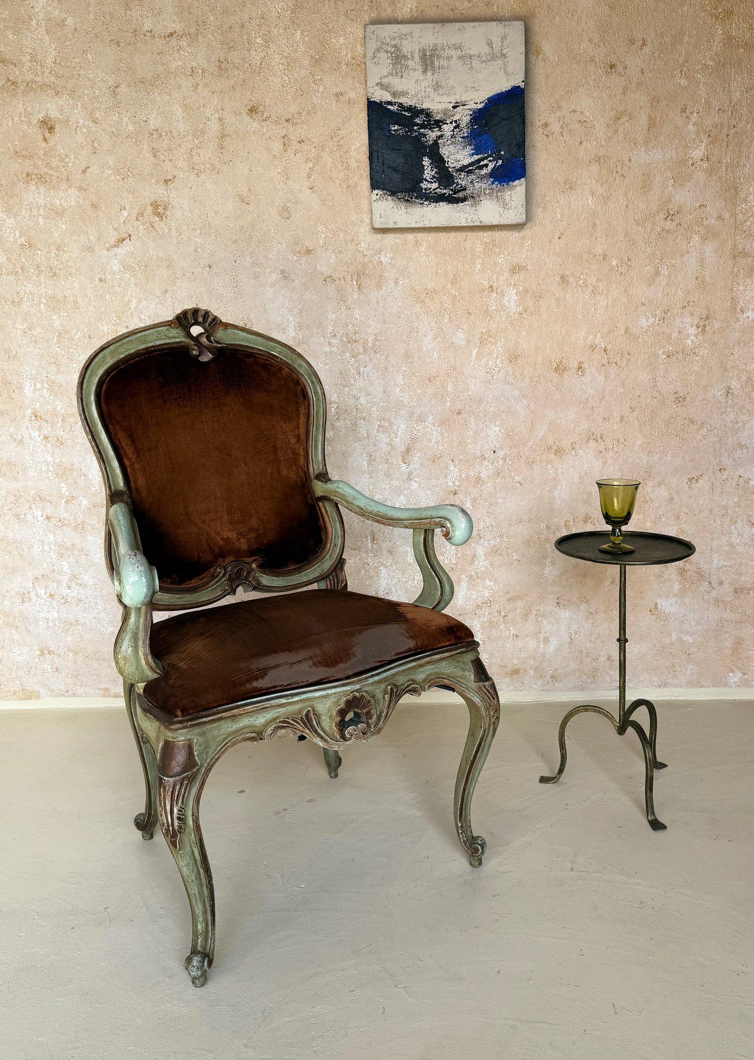 Art Nouveau Pair of Small Spanish Gilt Iron Drinks Tables on Tripod Bases For Sale