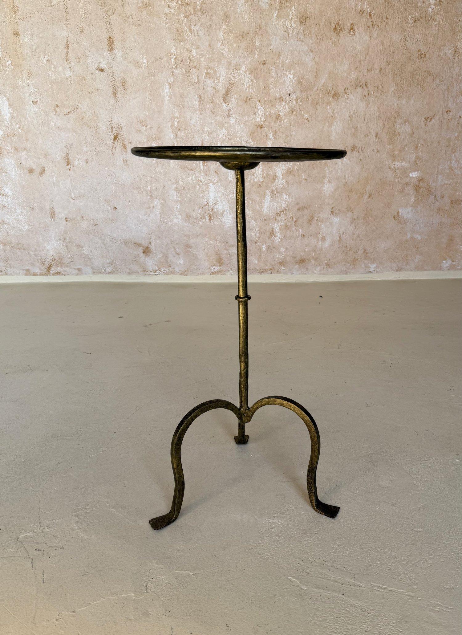 Pair of Small Spanish Gilt Iron Drinks Tables on Tripod Bases For Sale 2