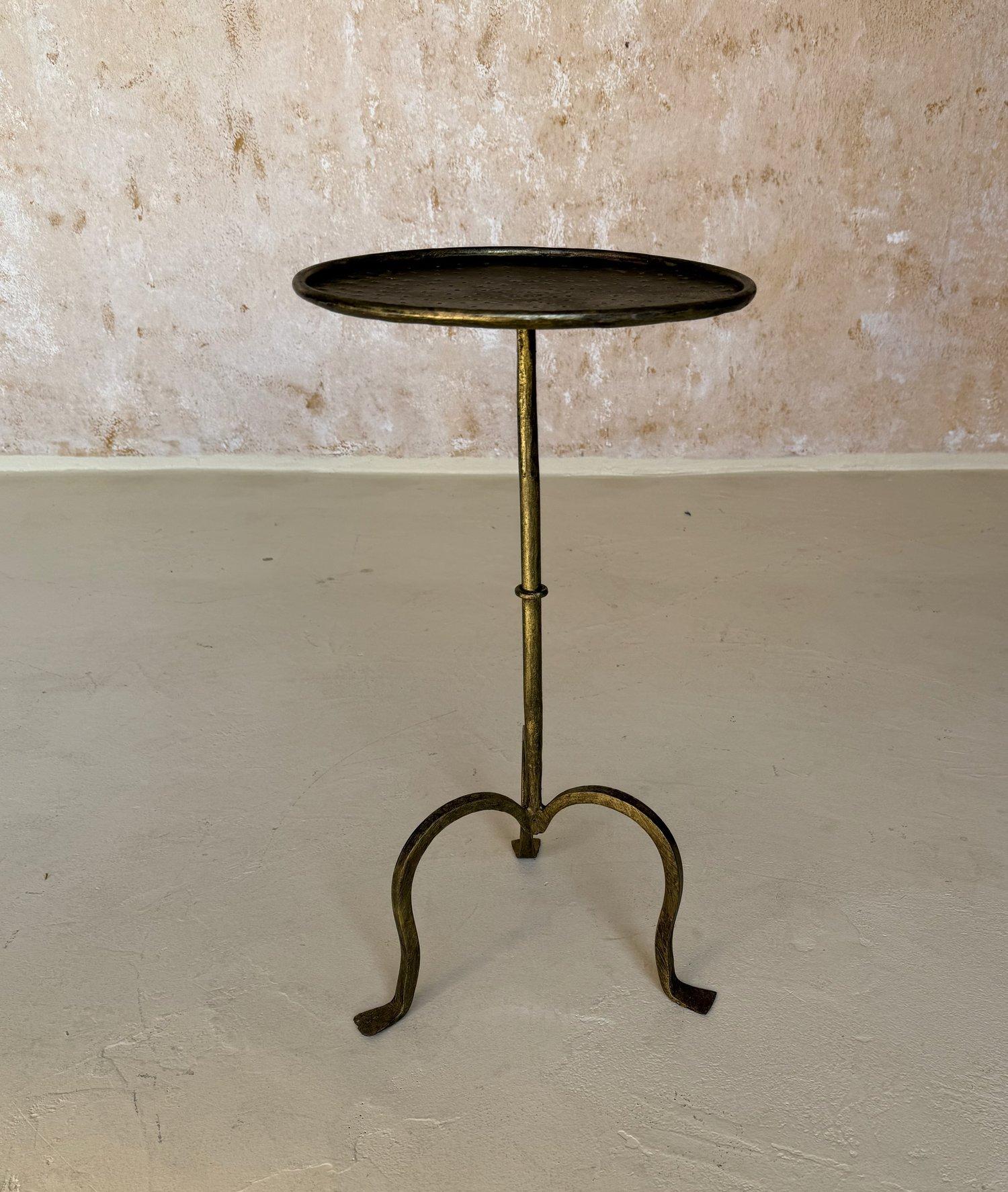 Pair of Small Spanish Gilt Iron Drinks Tables on Tripod Bases For Sale 3