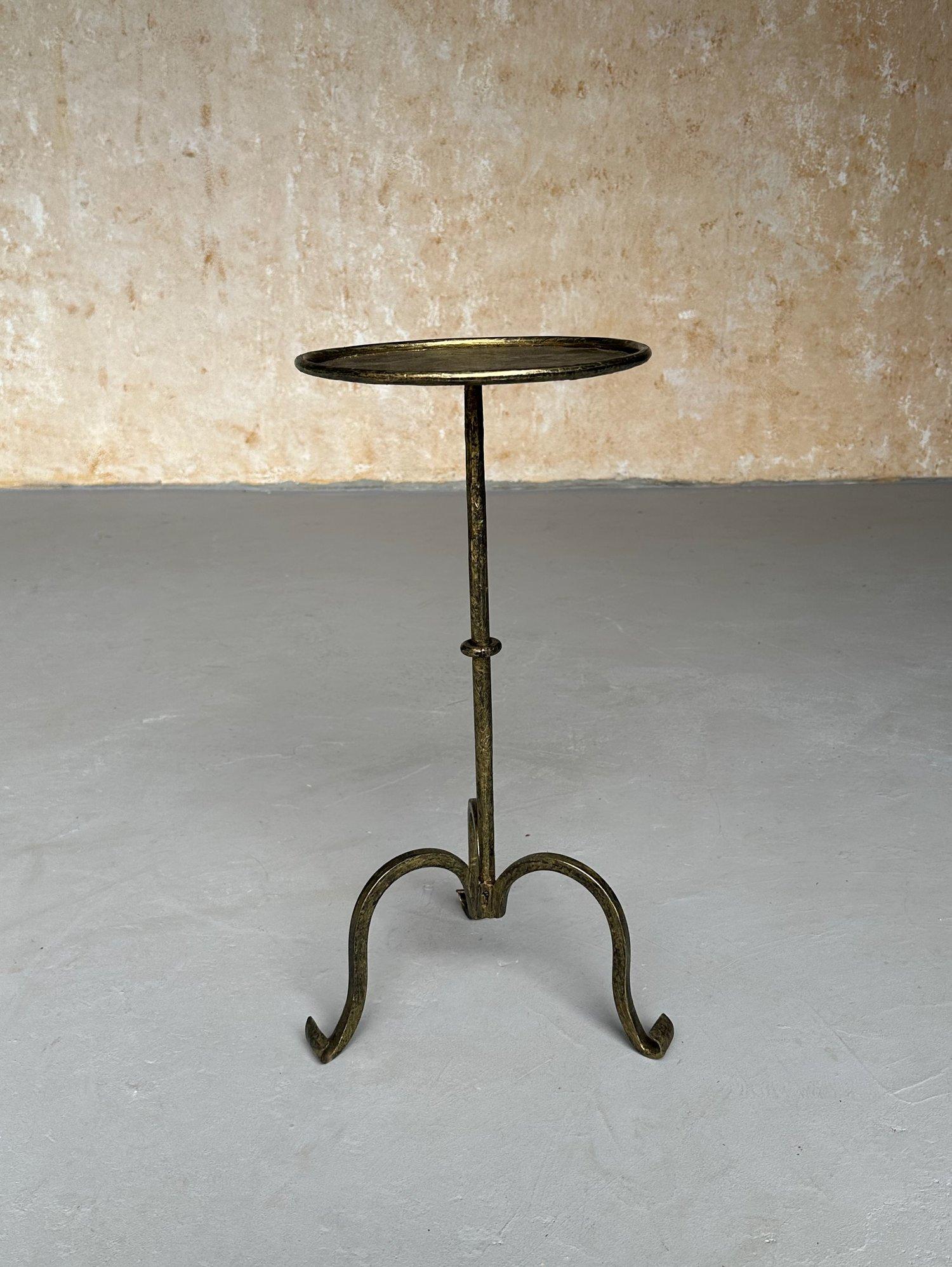 Pair of Small Spanish Gilt Iron Drinks Tables with Scrolled Feet For Sale 5