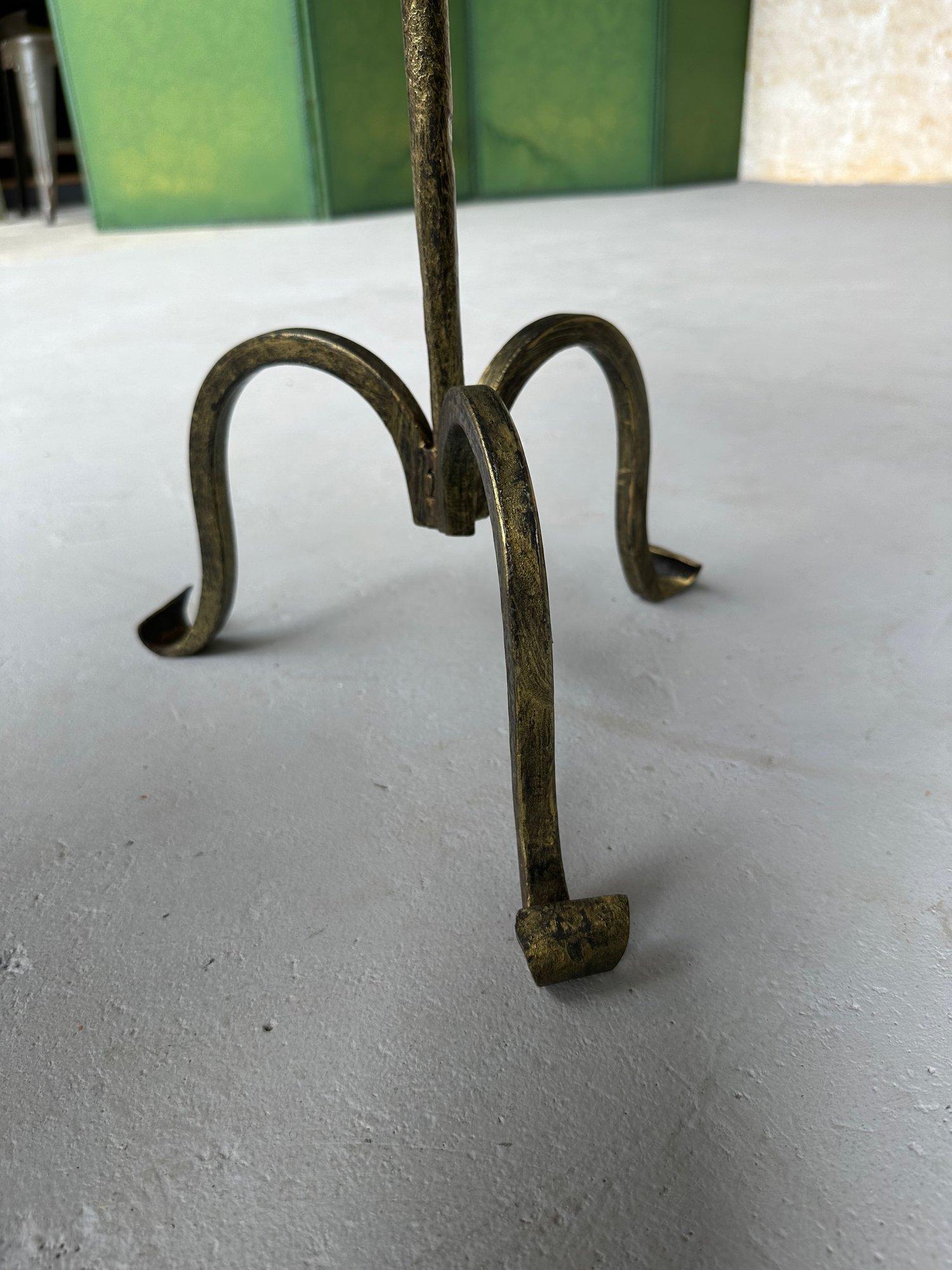 Pair of Small Spanish Gilt Iron Drinks Tables with Scrolled Feet For Sale 8
