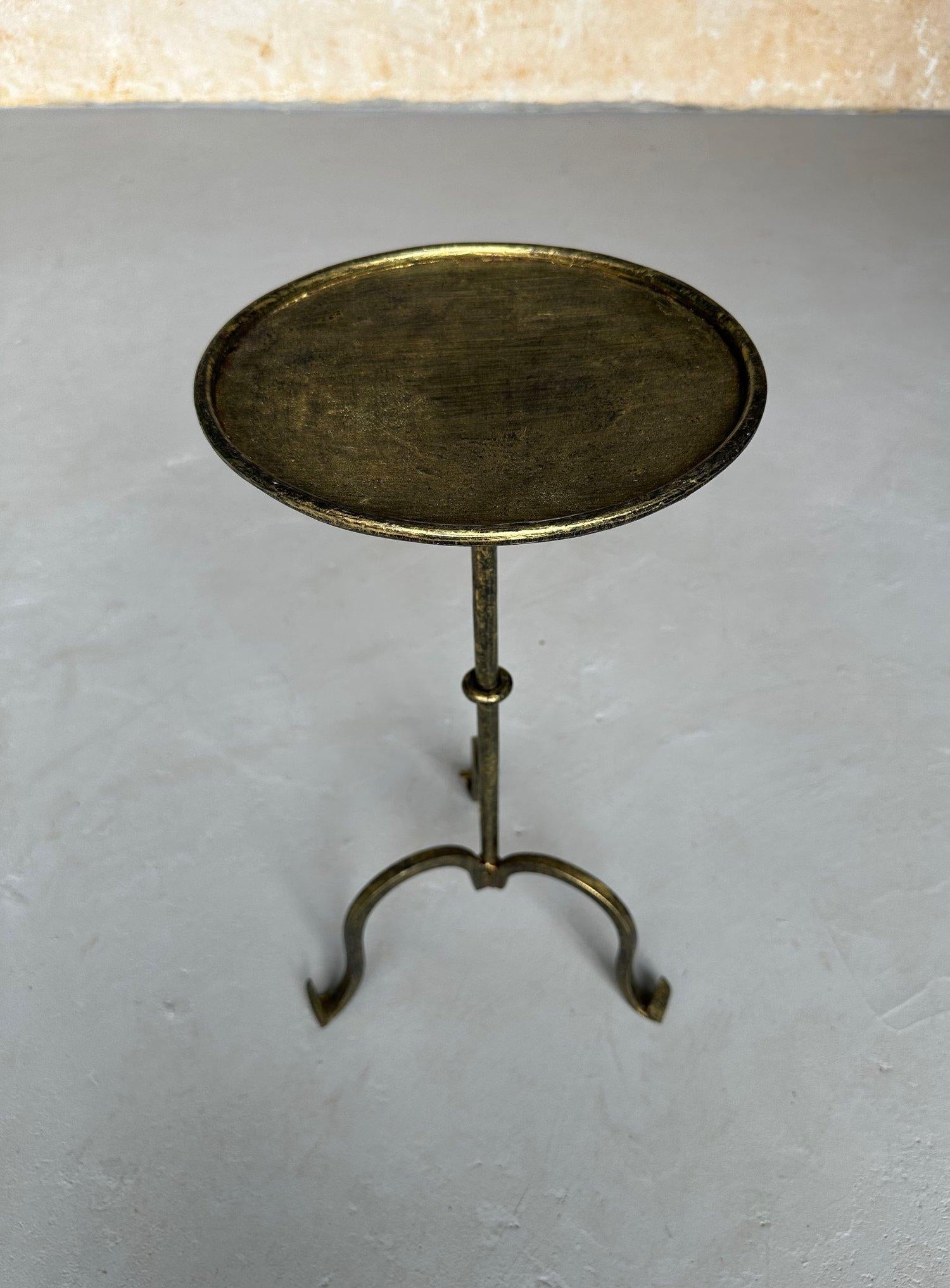 Pair of Small Spanish Gilt Iron Drinks Tables with Scrolled Feet For Sale 9