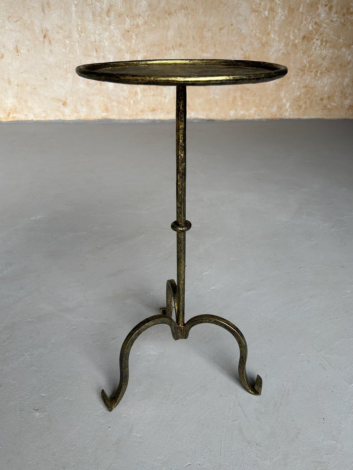 Pair of Small Spanish Gilt Iron Drinks Tables with Scrolled Feet For Sale 1
