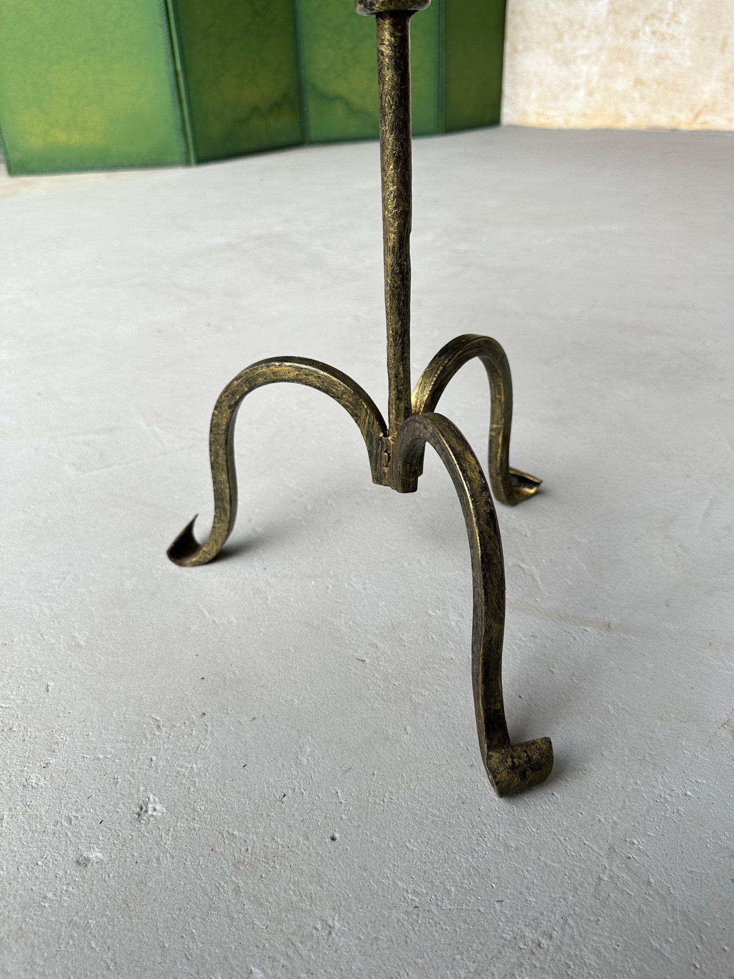 Pair of Small Spanish Gilt Iron Drinks Tables with Scrolled Feet For Sale 3