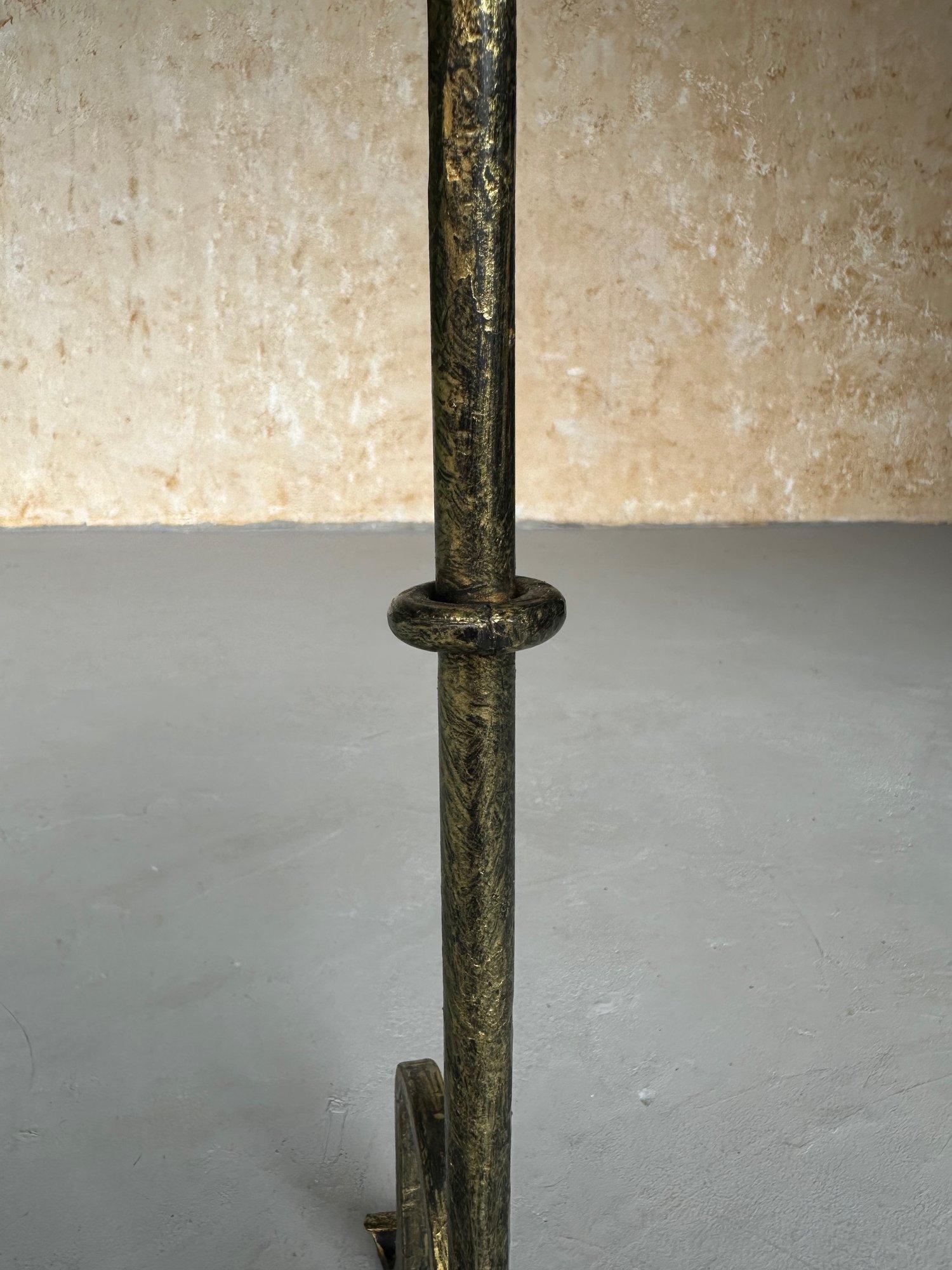 Pair of Small Spanish Gilt Iron Drinks Tables with Scrolled Feet For Sale 4