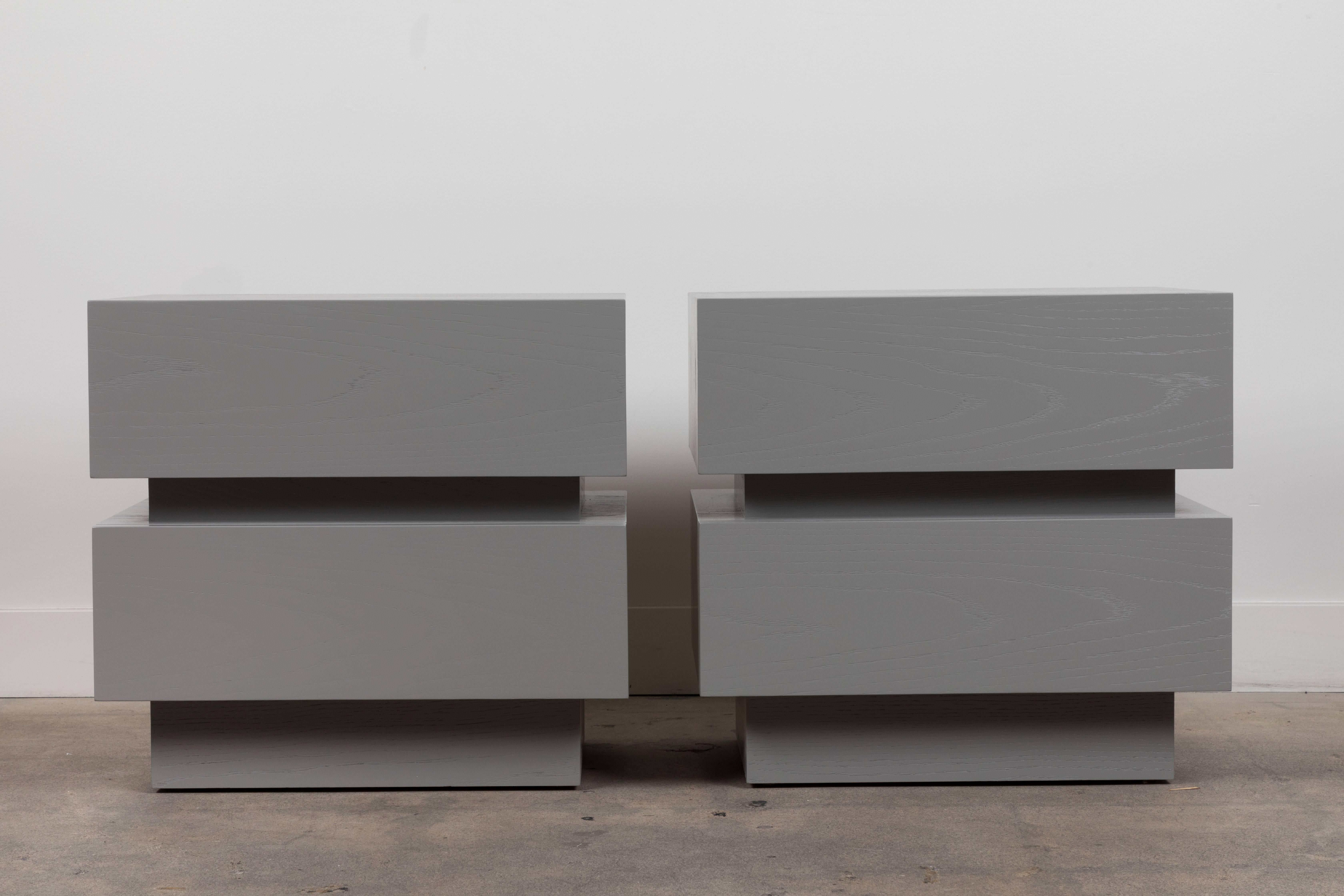 Pair of small stacked box nightstands by Lawson-Fenning

Available to order in various finishes with a 10-12 week lead time.
