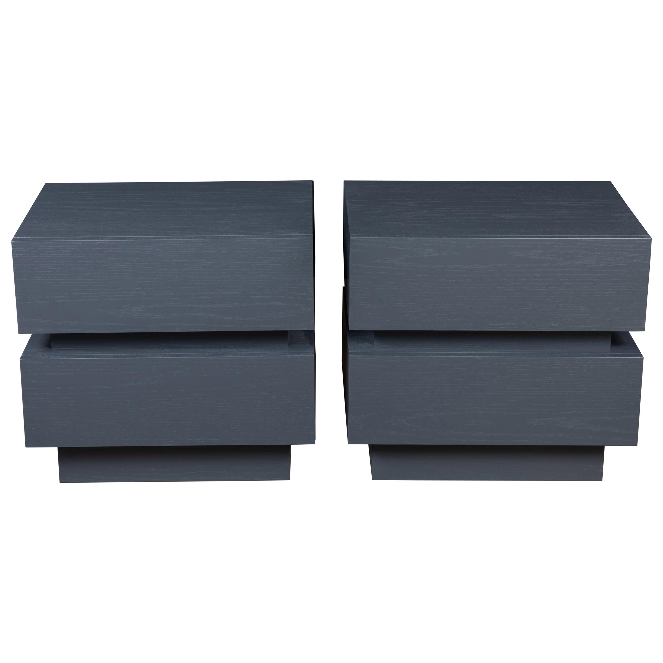 Pair of Small Stacked Box Nightstands by Lawson-Fenning