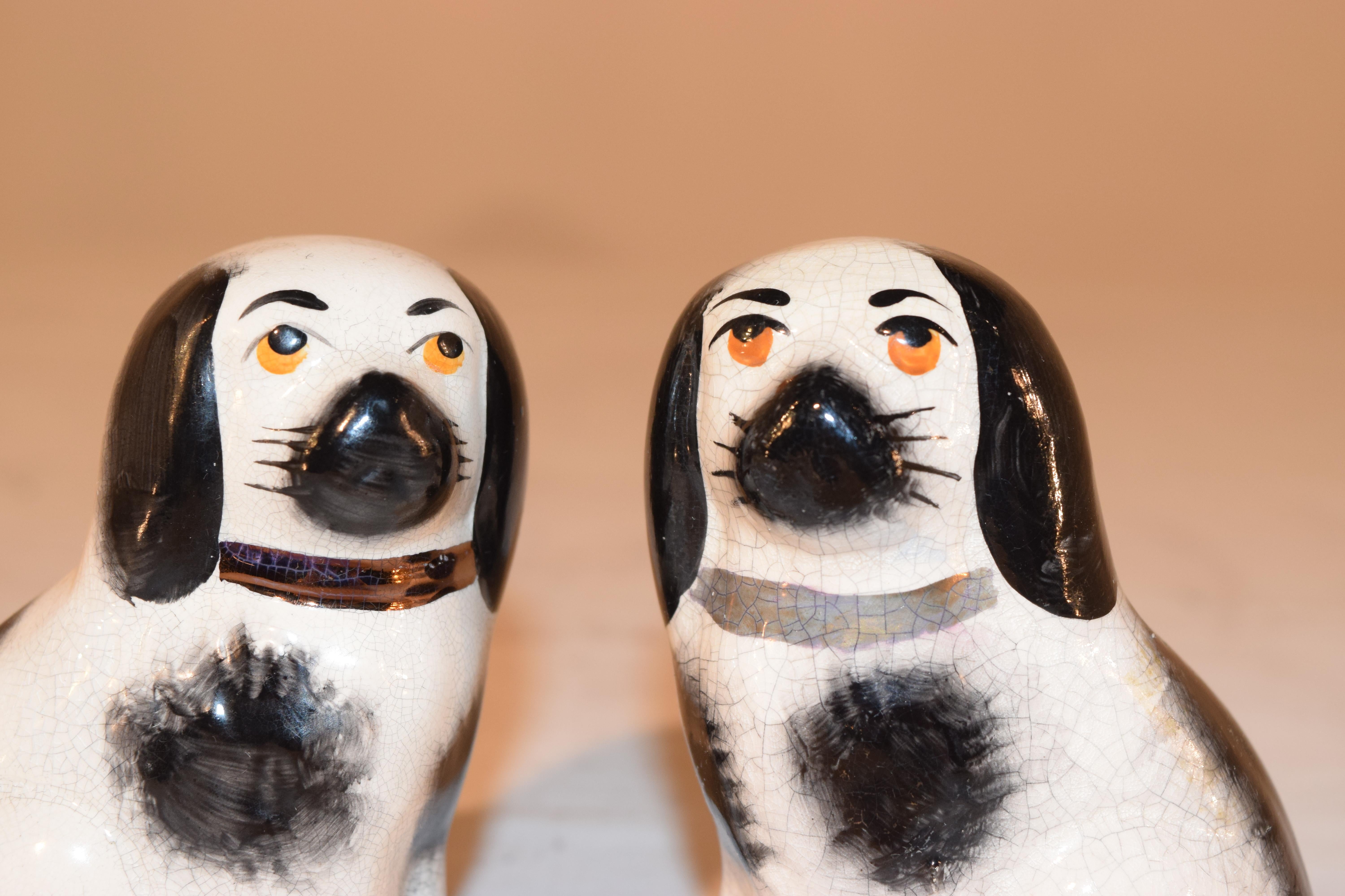 Victorian Pair of Small Staffordshire Dogs, circa 1970