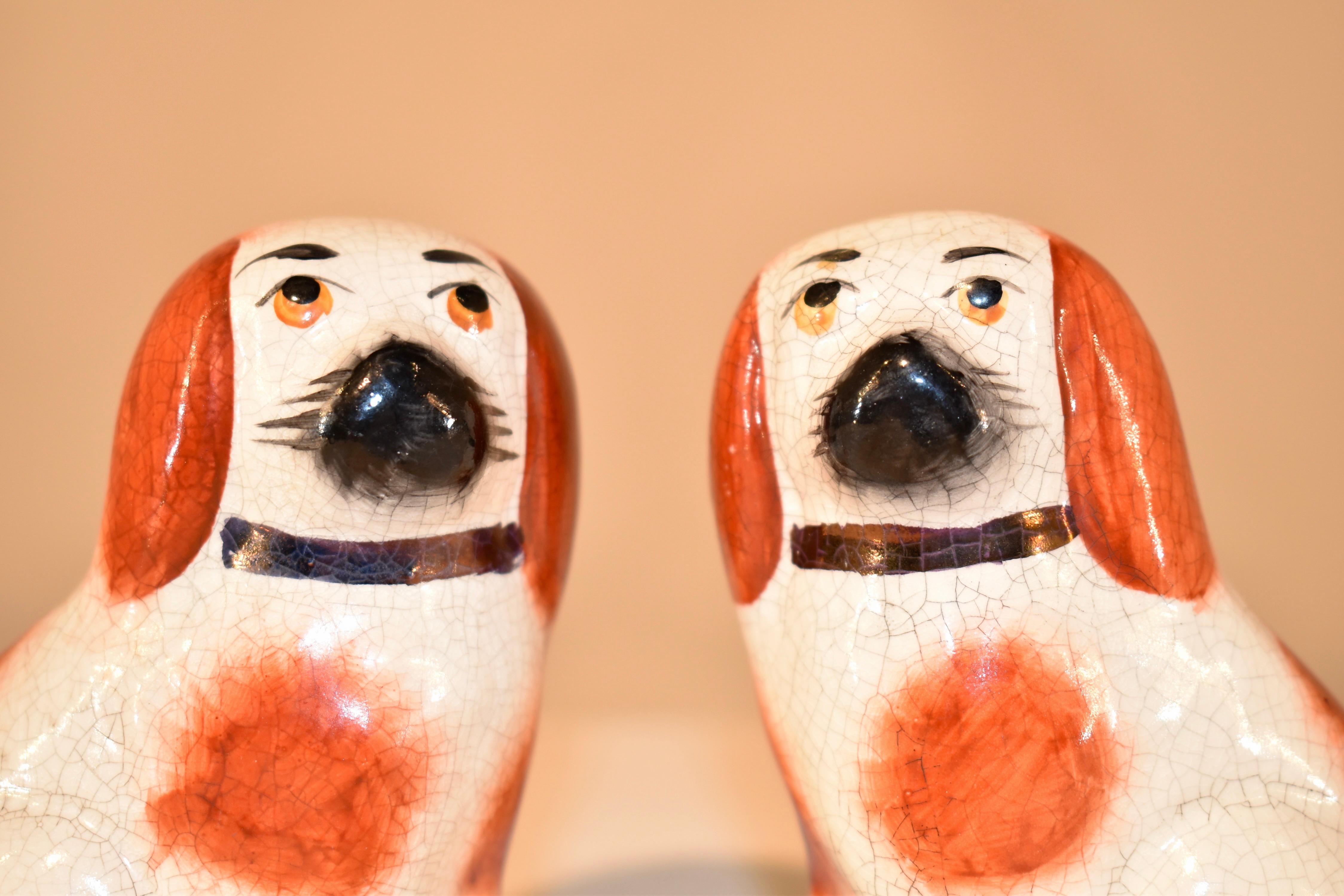 Victorian Pair of Small Staffordshire Dogs, circa 1970 For Sale
