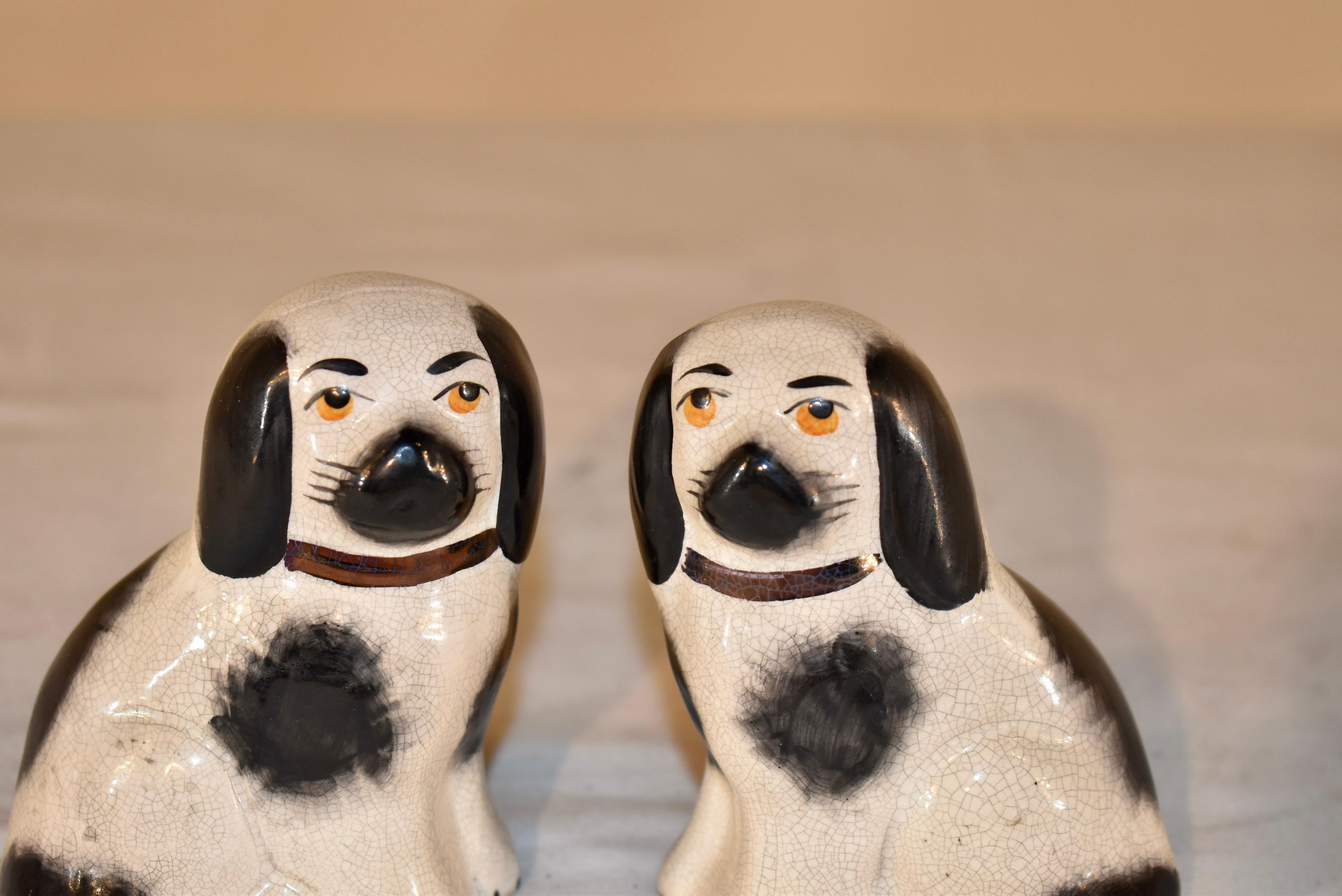 English Pair of Small Staffordshire Dogs, circa 1970 For Sale