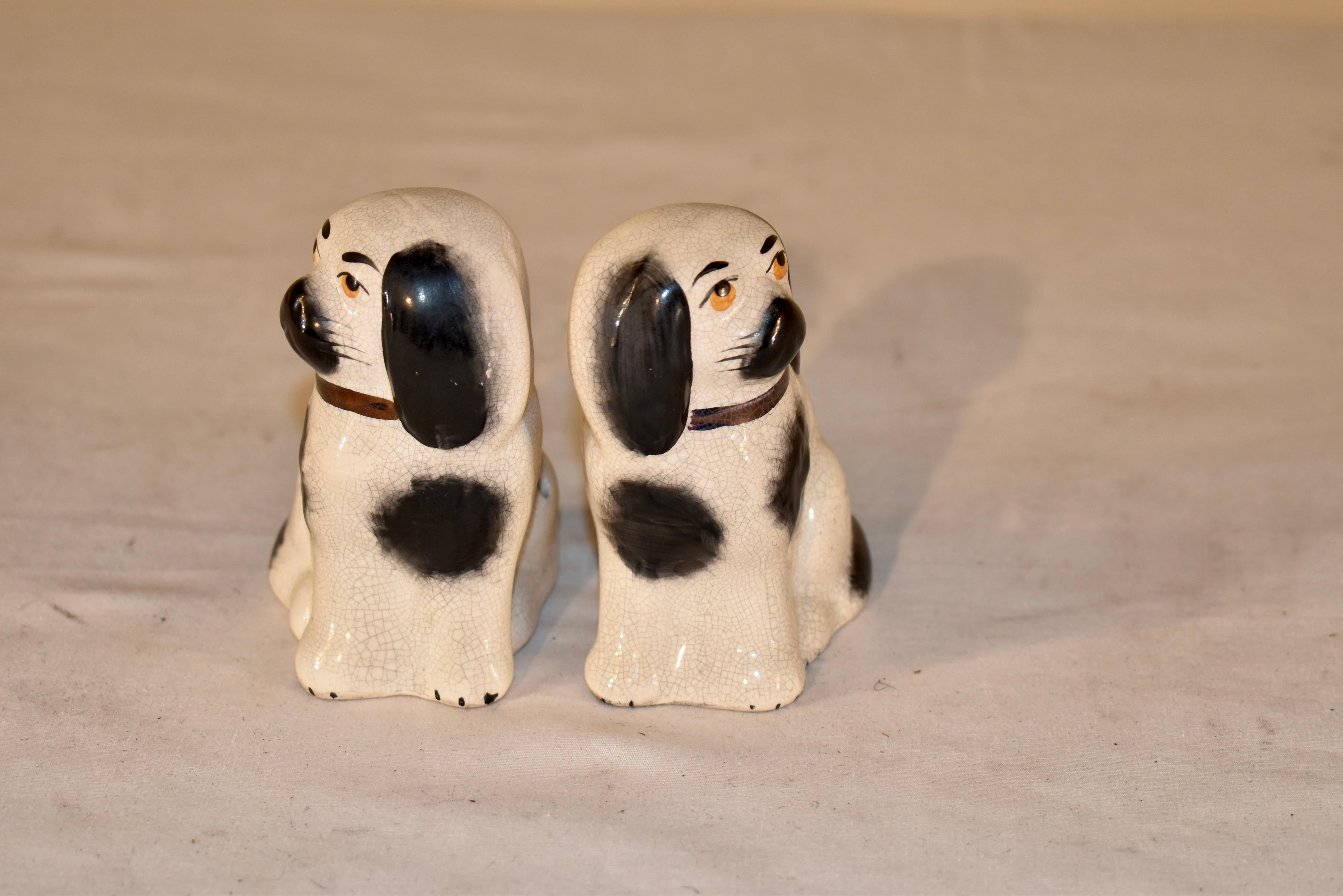 Late 20th Century Pair of Small Staffordshire Dogs, circa 1970 For Sale