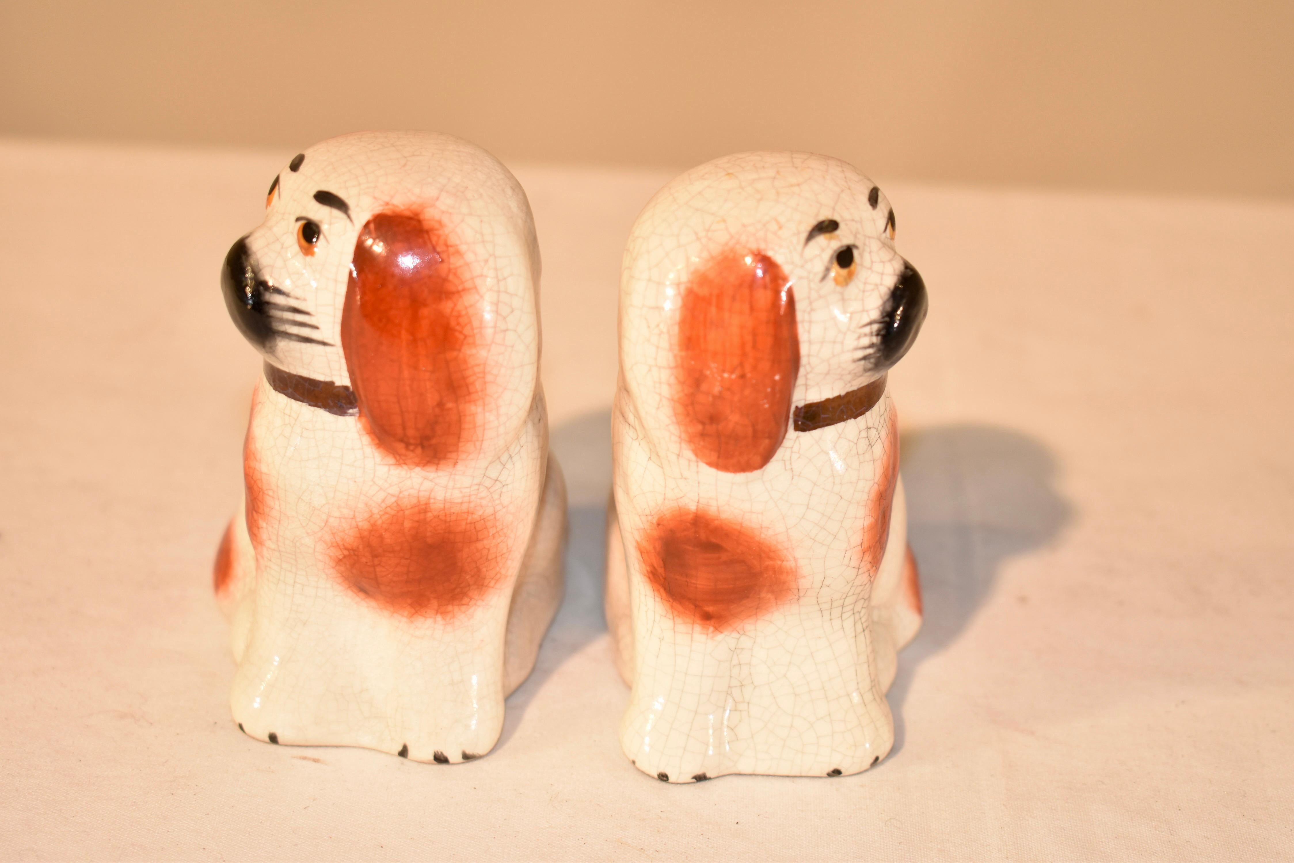 Late 20th Century Pair of Small Staffordshire Dogs, circa 1970 For Sale