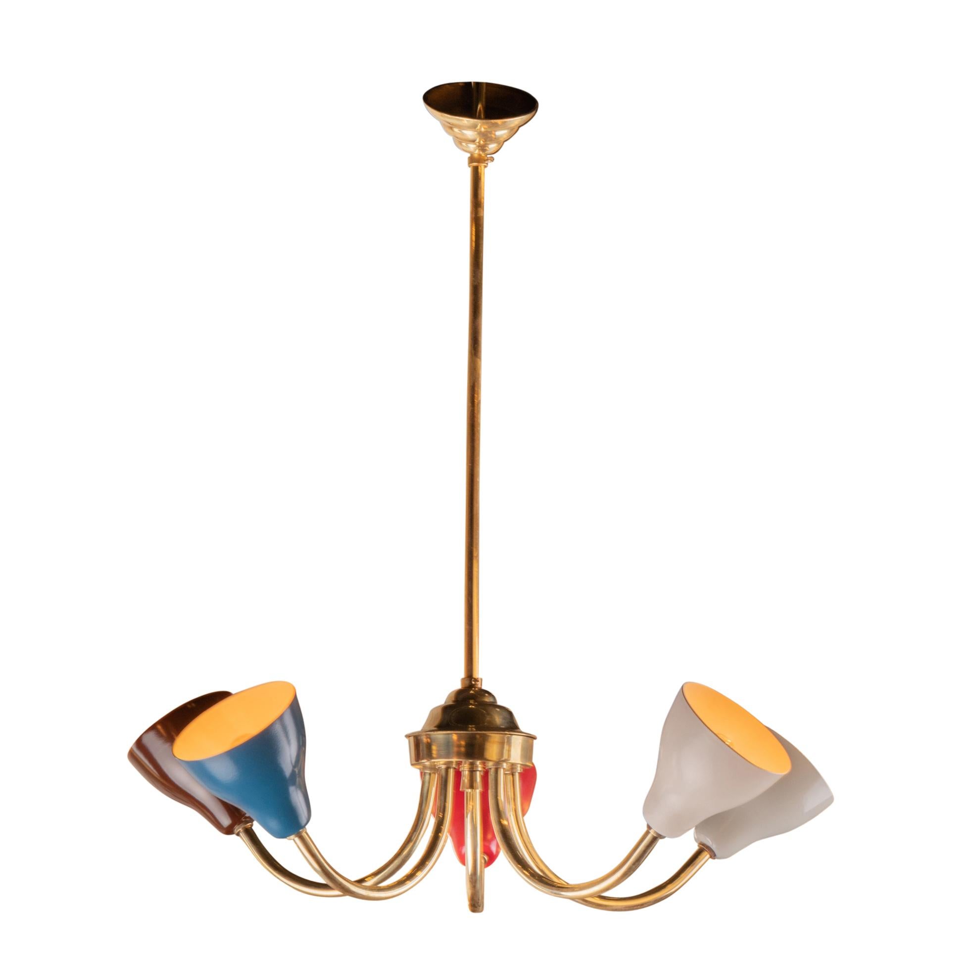 Dorato Coppia di piccoli lampadari Stilnovo 1960 in vendita
