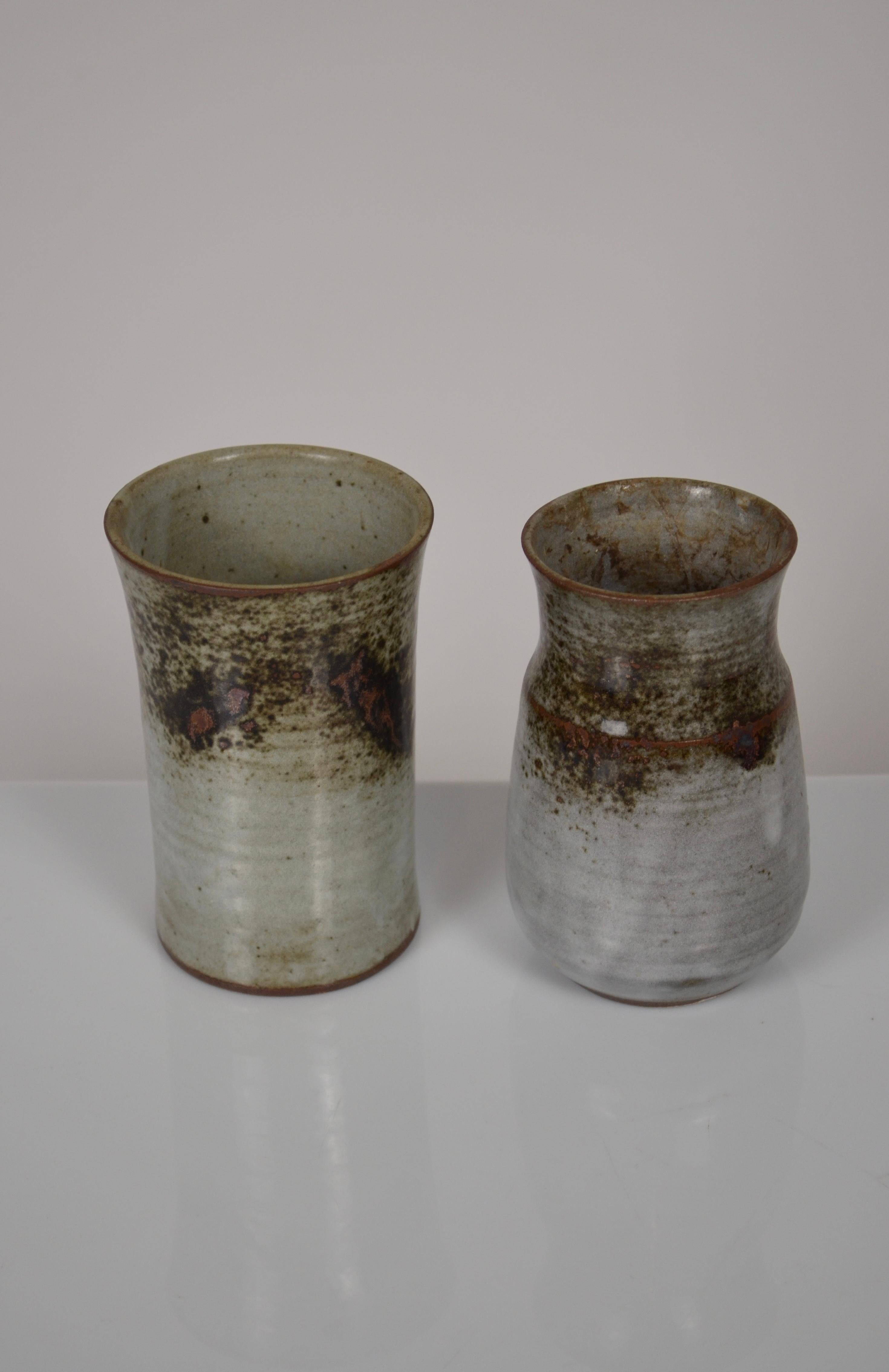 Mid-Century Modern Paire de petits vases en grès de Thierry et Chantal Robert, France, années 1970 en vente